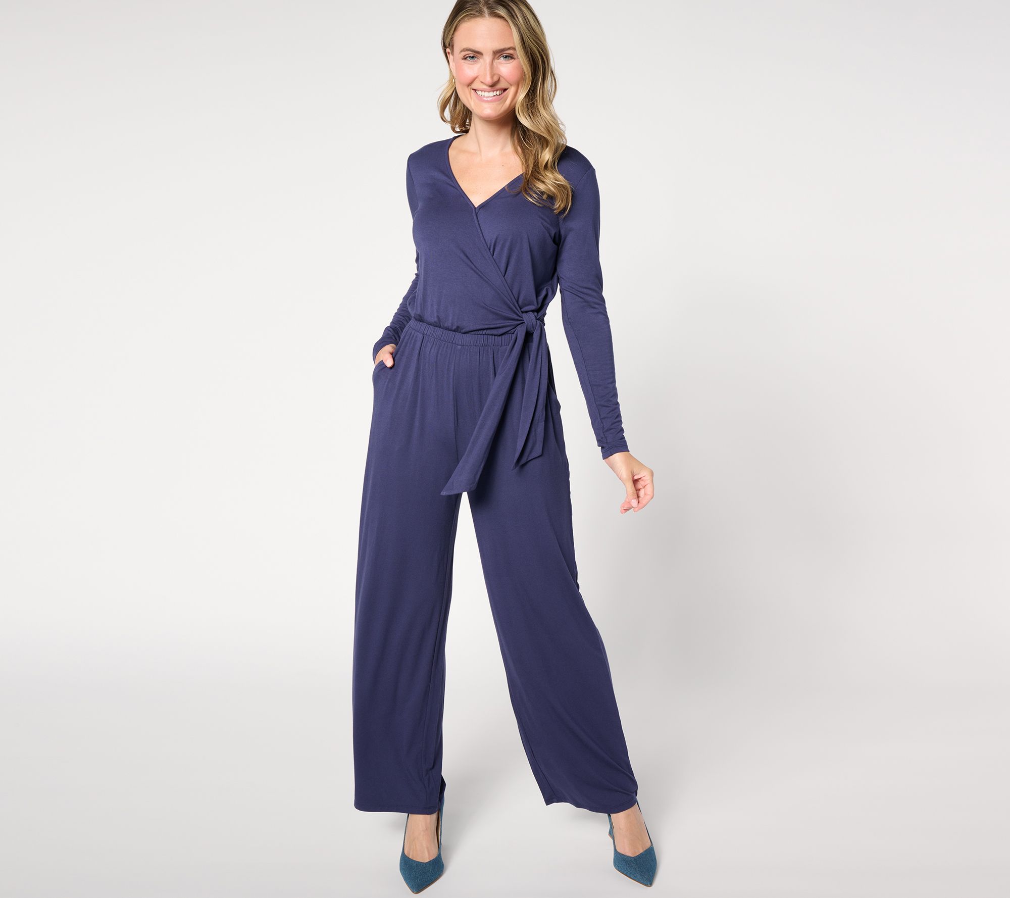 Attitudes by Renee Regular Knit Wrap Jumpsuit