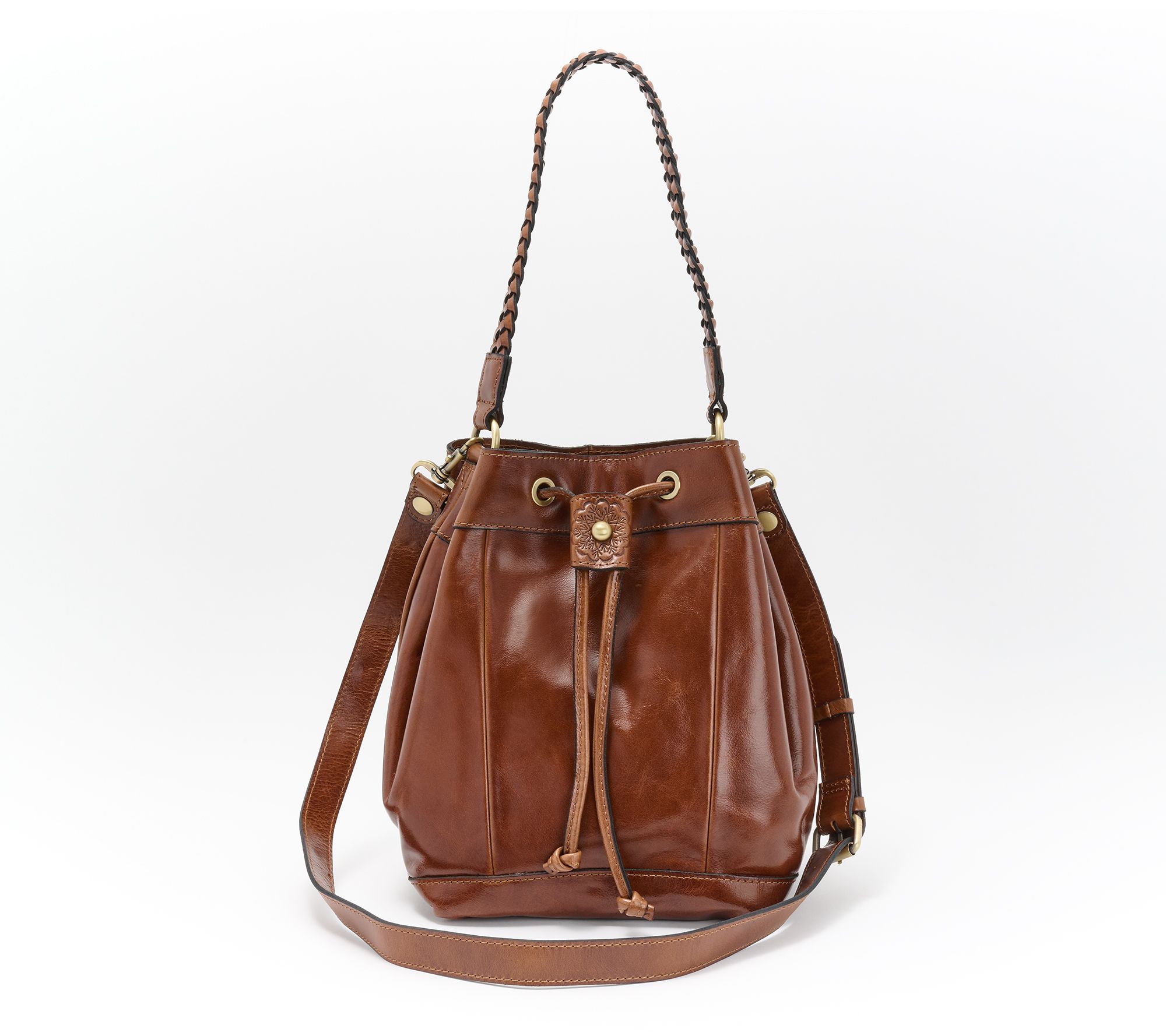 Patricia Nash Hallie Leather Drawstring Shoulder Bag w/ Crossbody Strap