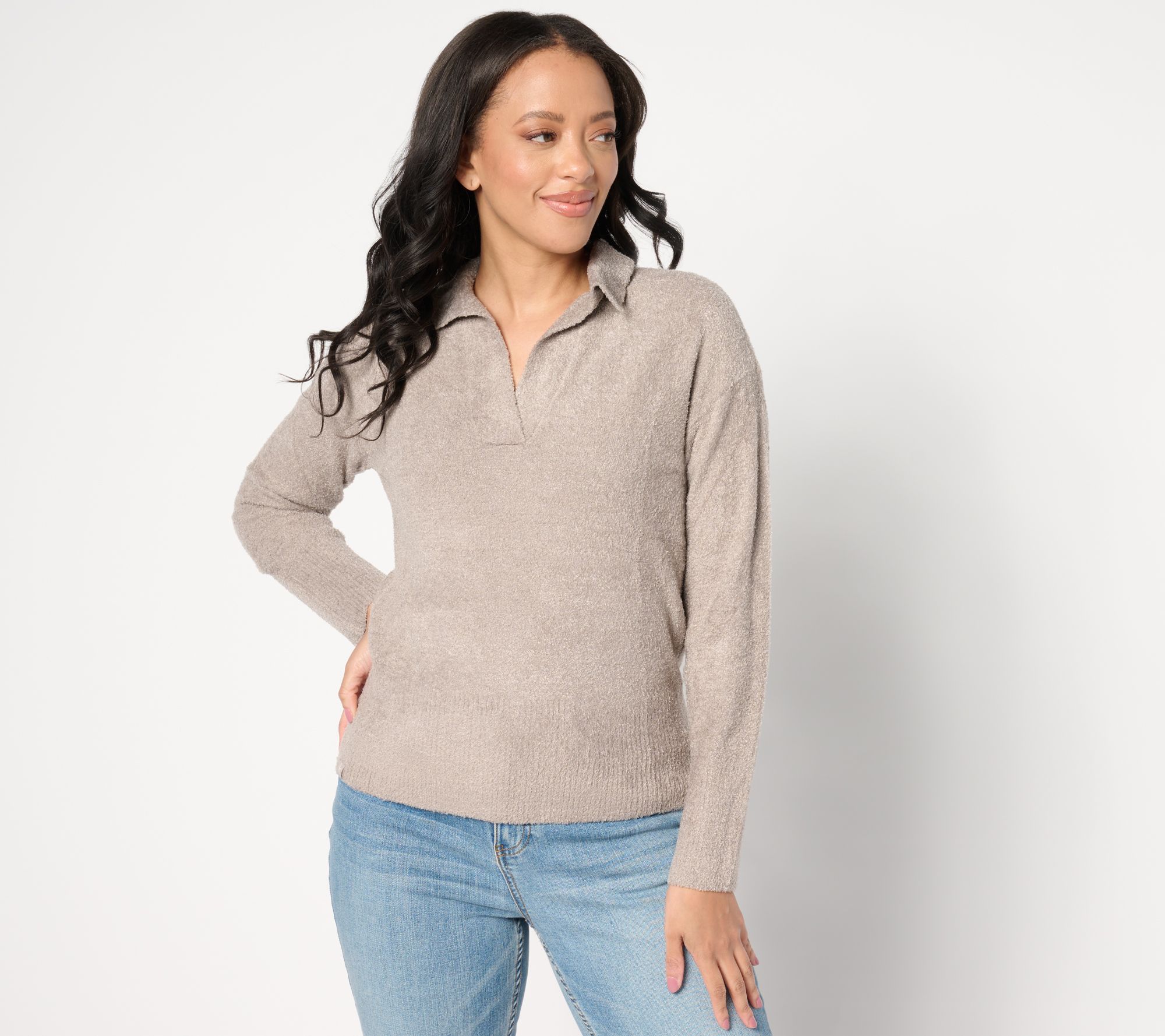 "As Is" Barefoot Dreams CozyChic Lite Collared Long Sleeve Pullover