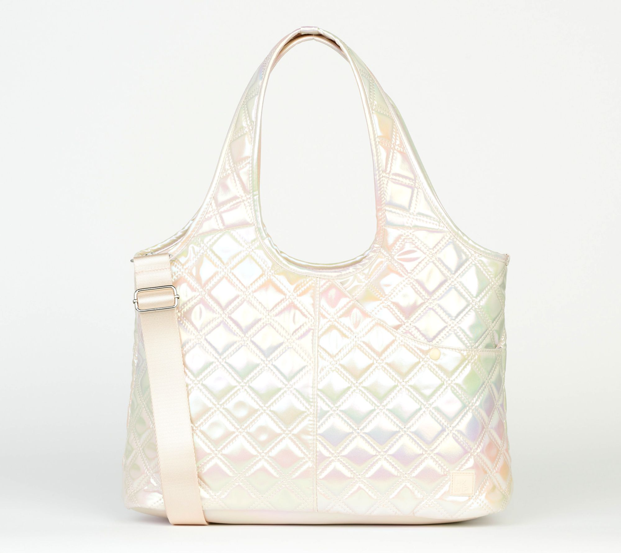 "As Is" IHKWIP Quilted Everday Shooper Tote w/ Crossbody Strap