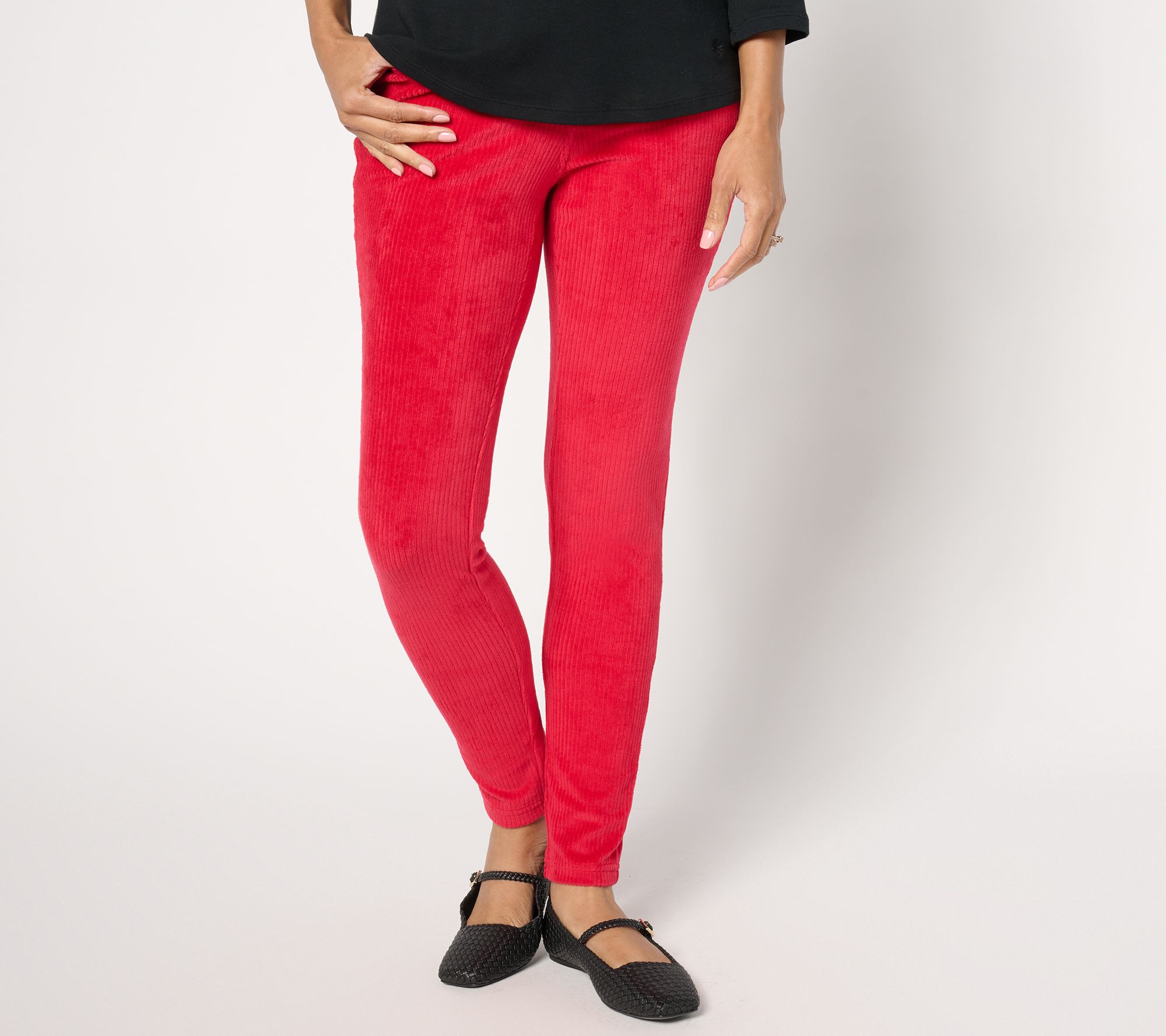 Quacker Factory Corduroy Short Flat Waistband Jegging