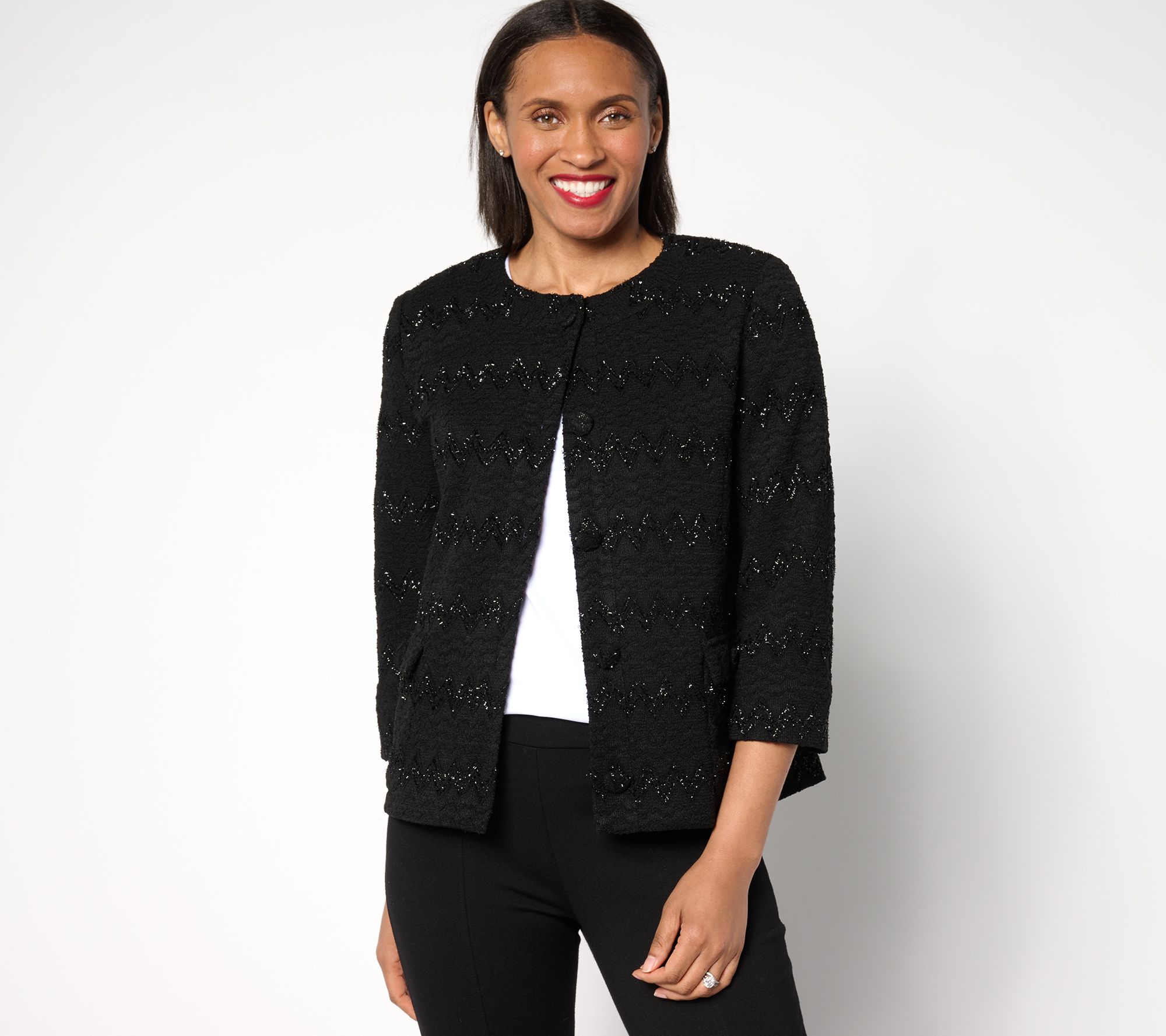 "As Is" Dennis Basso Rachelle Knit Jacket with Sparkle Accent