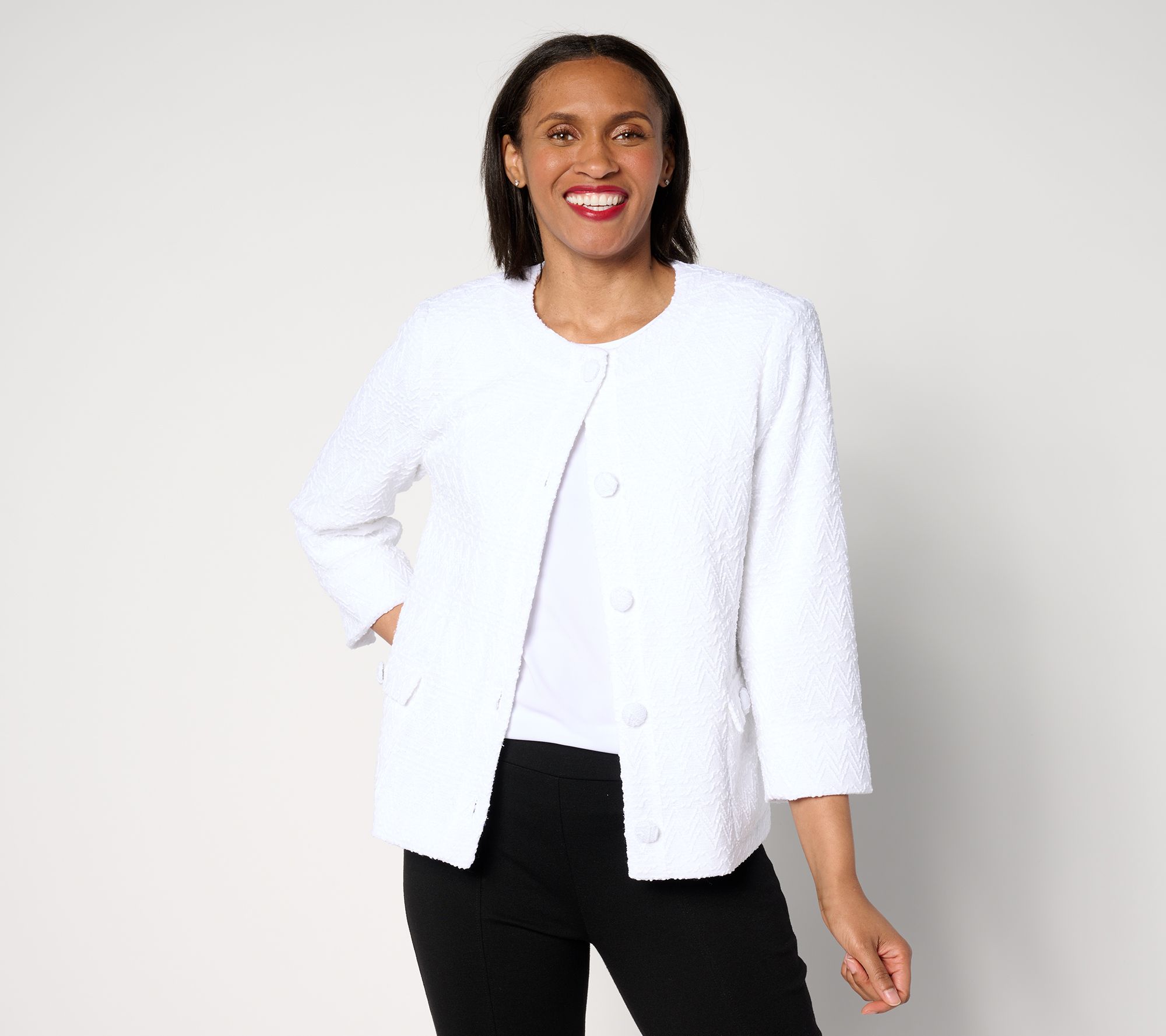 "As Is" Dennis Basso Rachelle Knit Jacket with Sparkle Accent