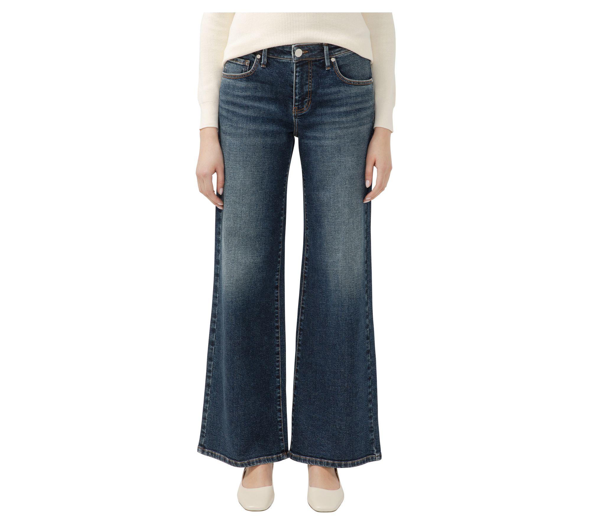 JAG Women's Willow Mid Rise Victoire Blue Wide Leg Jeans