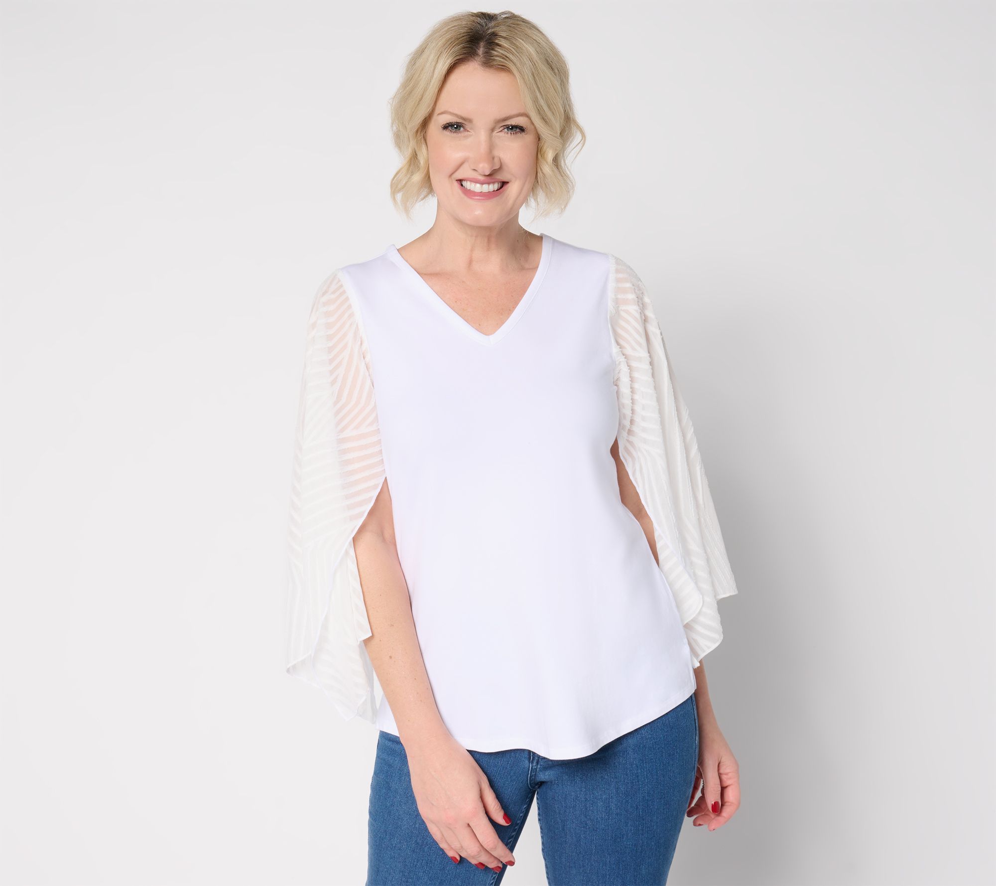 Belle by Kim Gravel TripleLuxe Knit Drama Sleeve Top