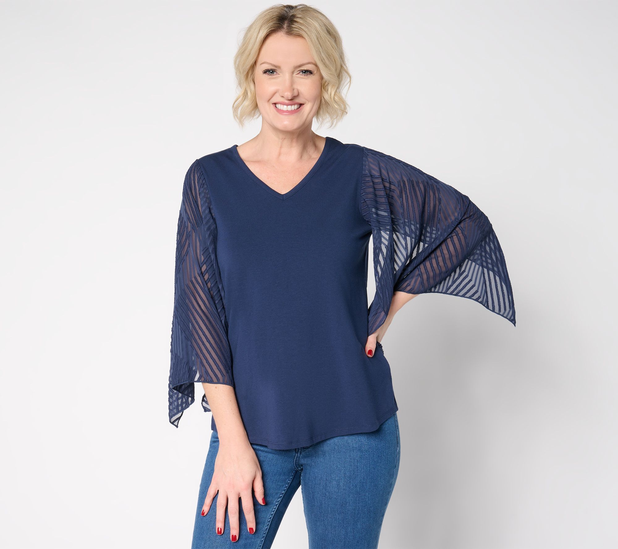Belle by Kim Gravel TripleLuxe Knit Drama Sleeve Top