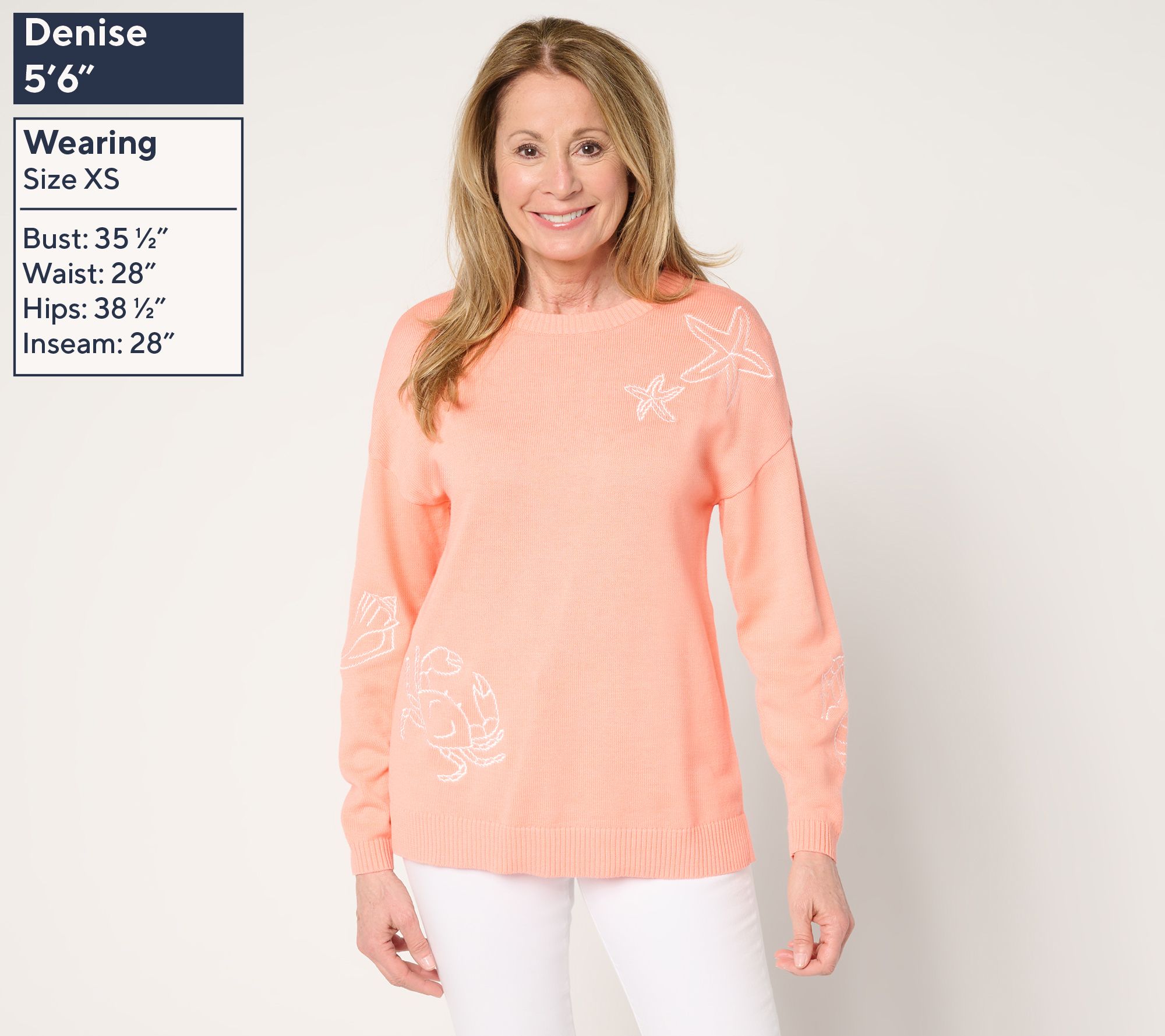 Belle Beach by Kim Gravel Sea la Vie Sketch Sweater - QVC.com
