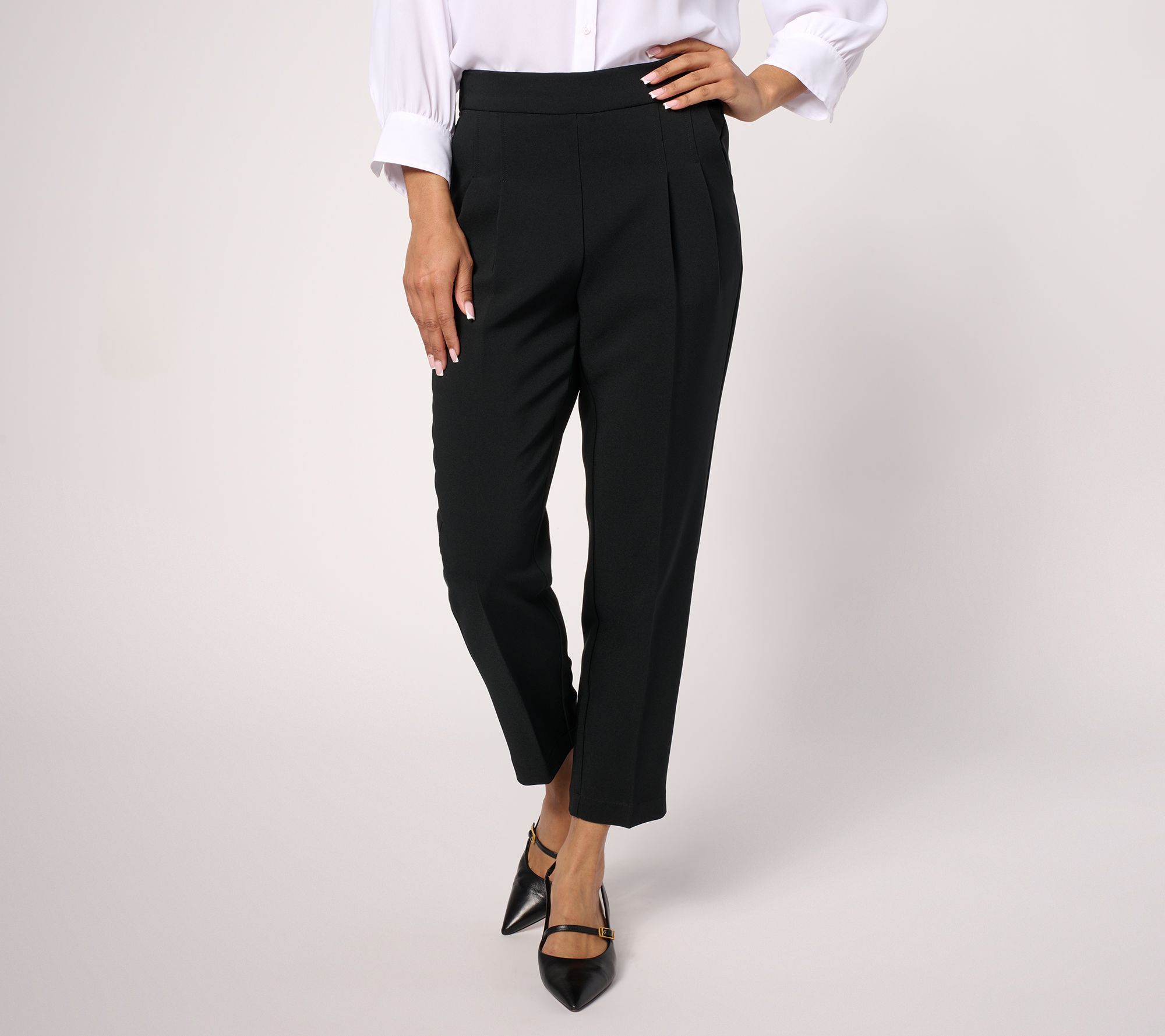 Isaac Mizrahi Live! Tall Stretch Crepe Tapered Leg Crop Pants