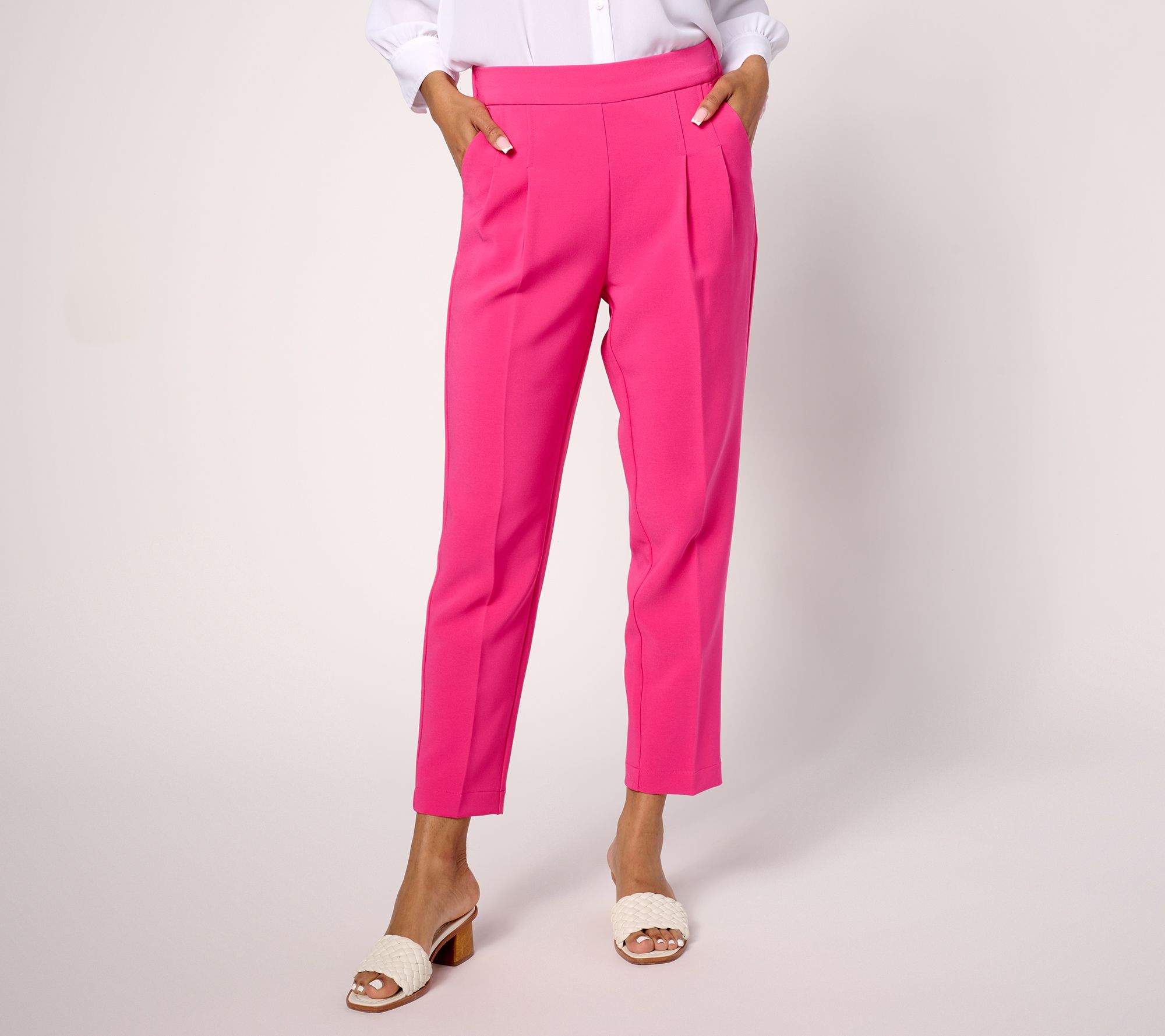 Isaac Mizrahi Live! Tall Stretch Crepe Tapered Leg Crop Pants
