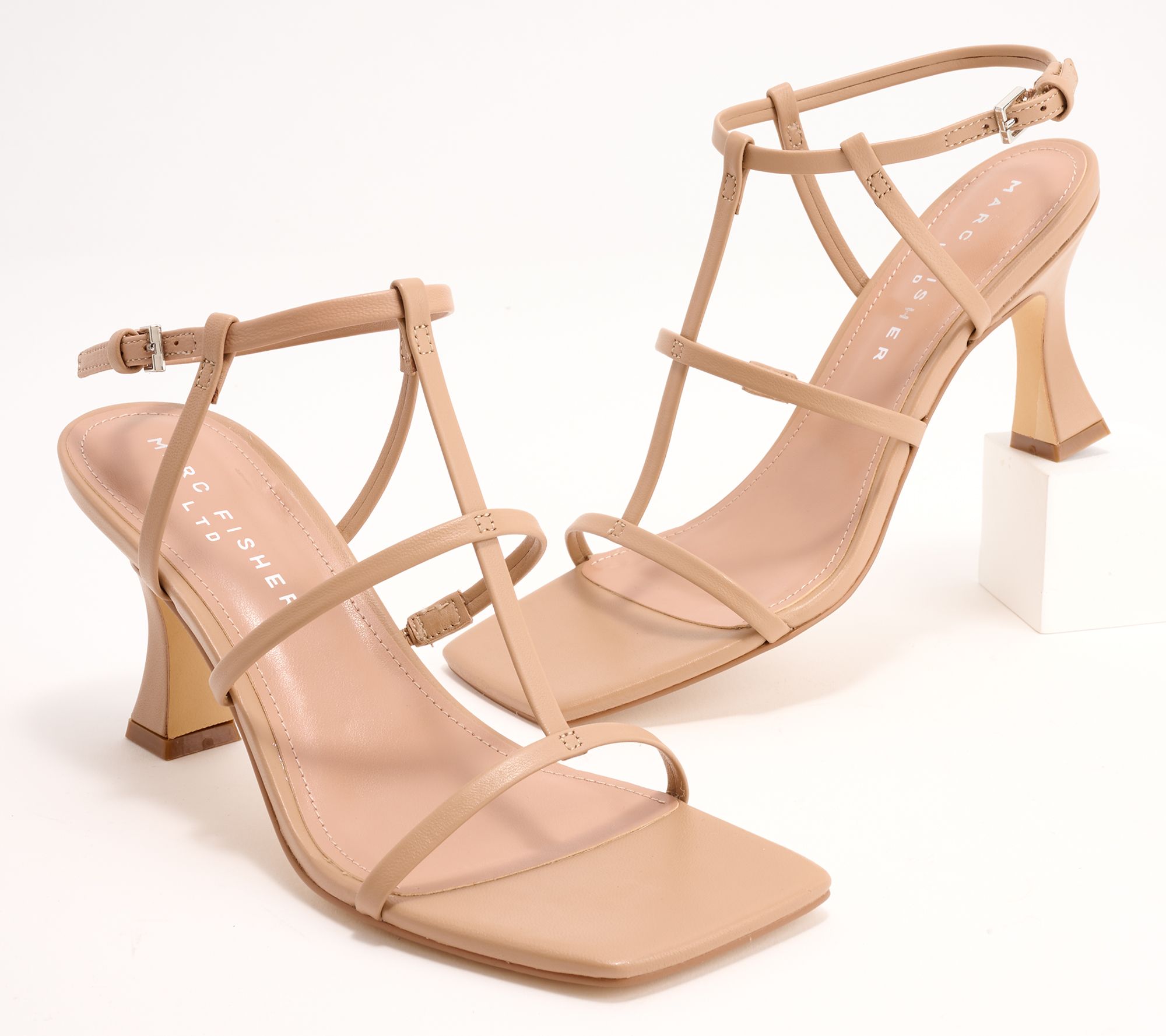 As Is Marc Fisher LTD Leather Strappy Sandals - Dennie