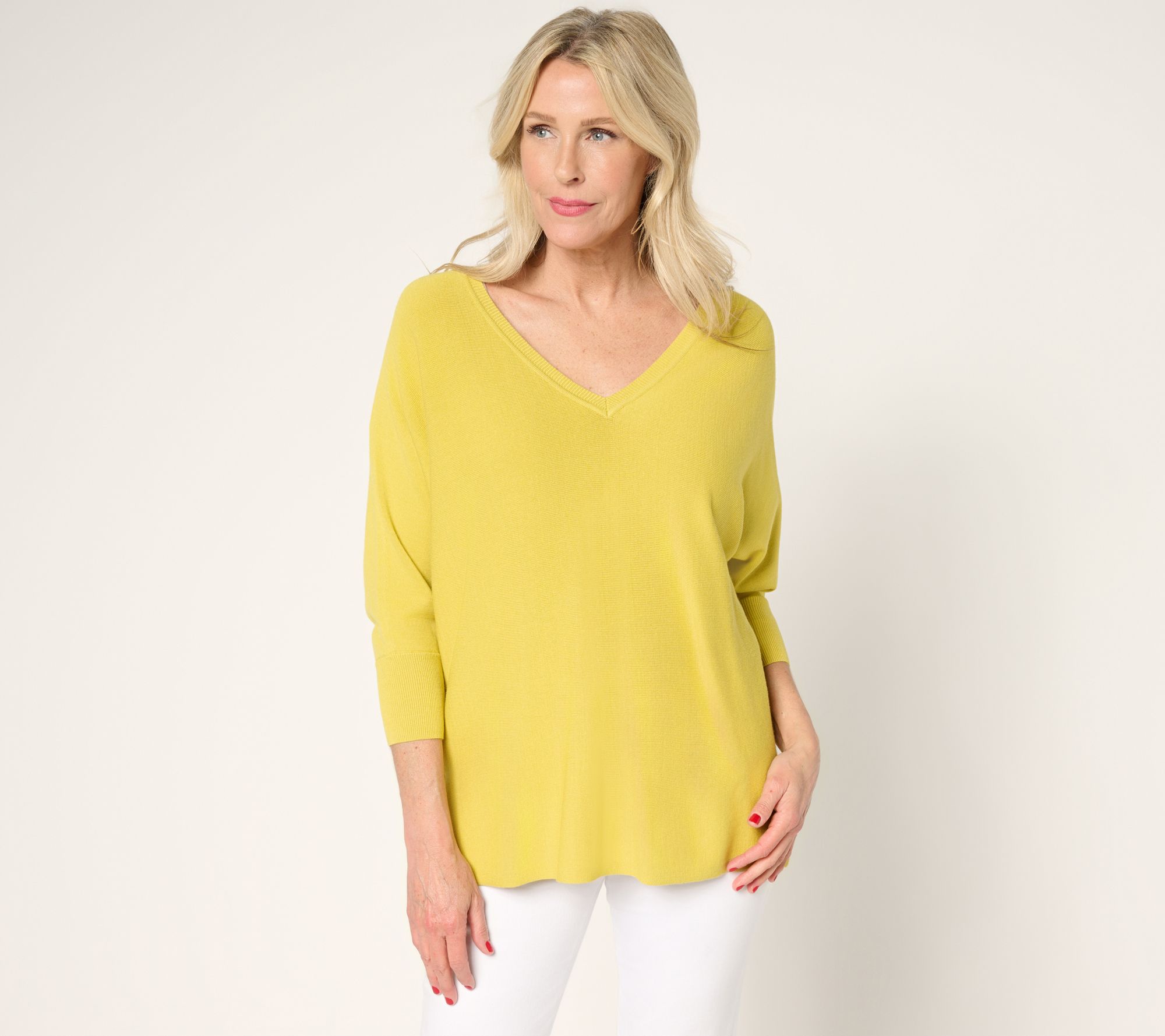 Carla Rockmore Collection V-Neck Dolman-Sleeve Sweater