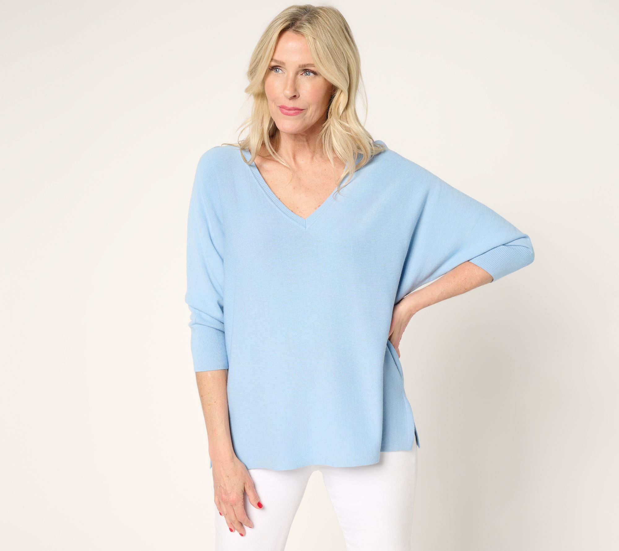 Carla Rockmore Collection V-Neck Dolman-Sleeve Sweater
