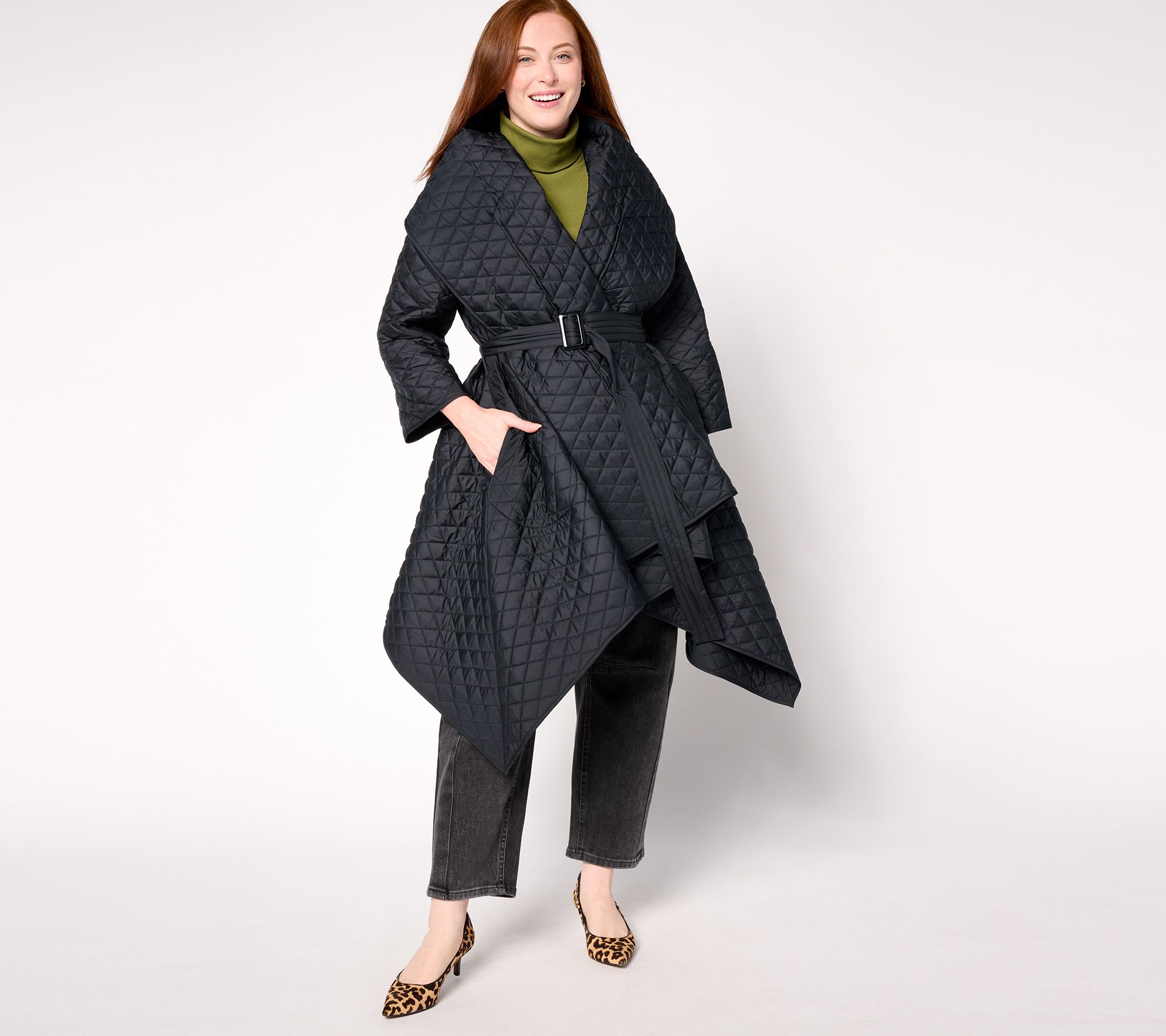 "As Is" Carla Rockmore Collection Reg Asymmetric Quilted Coat