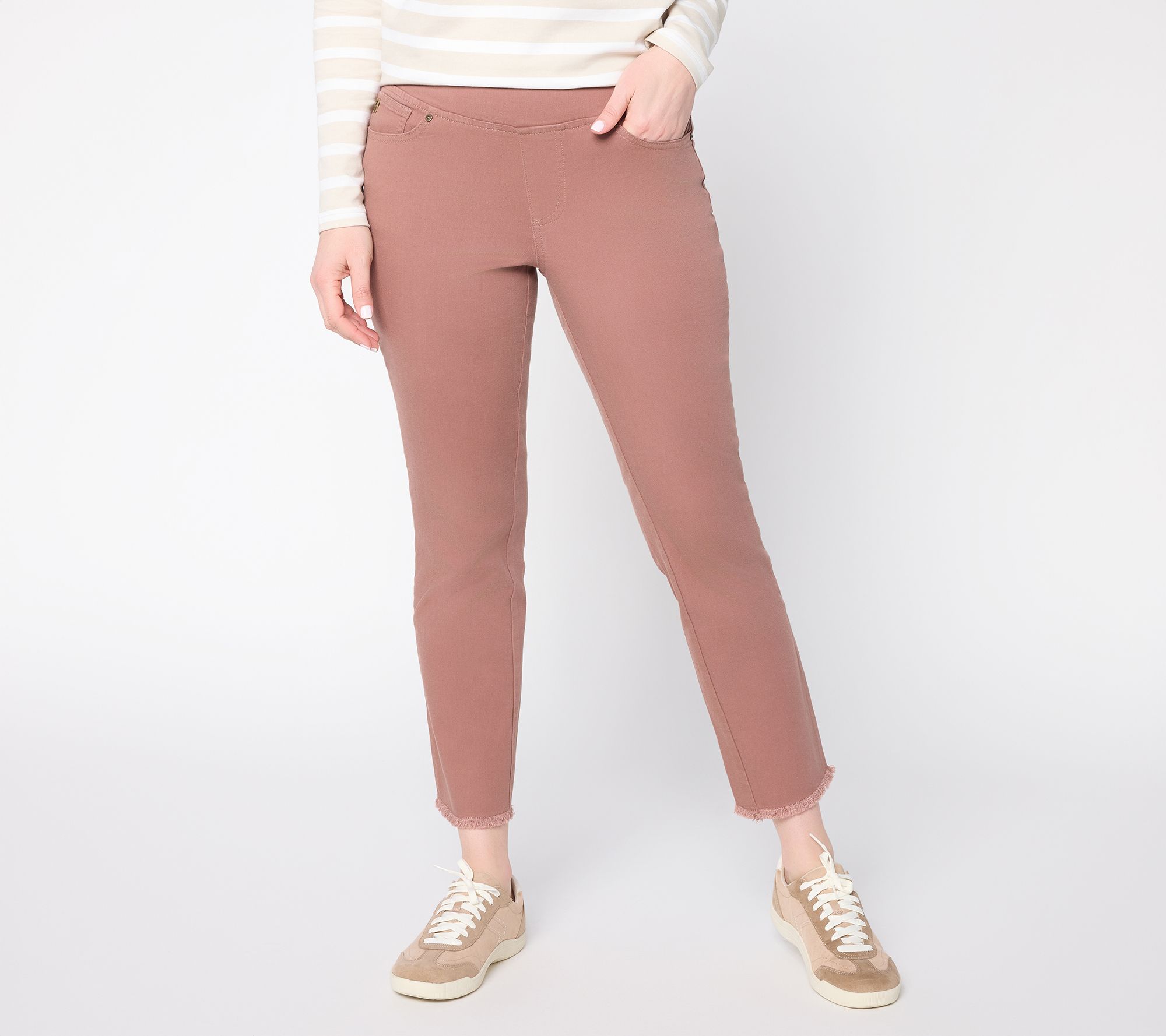 Belle by Kim Gravel Regular TripleLuxe Twill Frayed Edge Ankle Jean