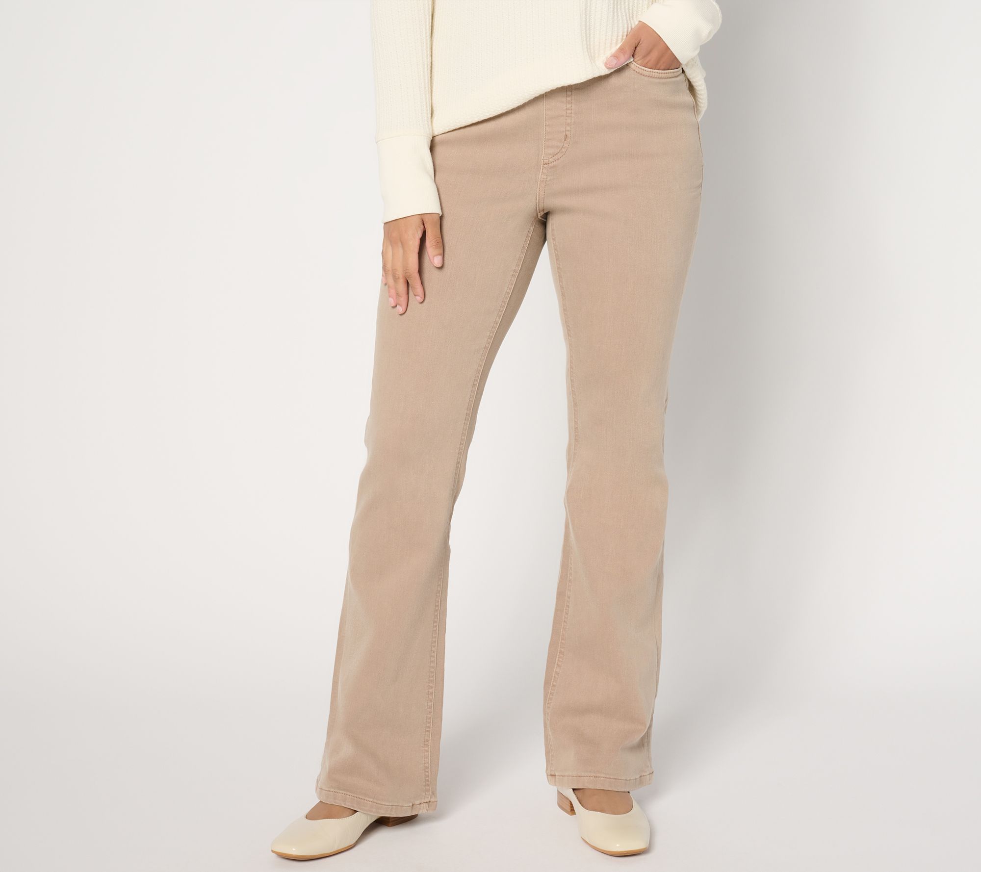 "As Is" Denim & Co. Petite Color Cozy Touch Baby Boot Jean