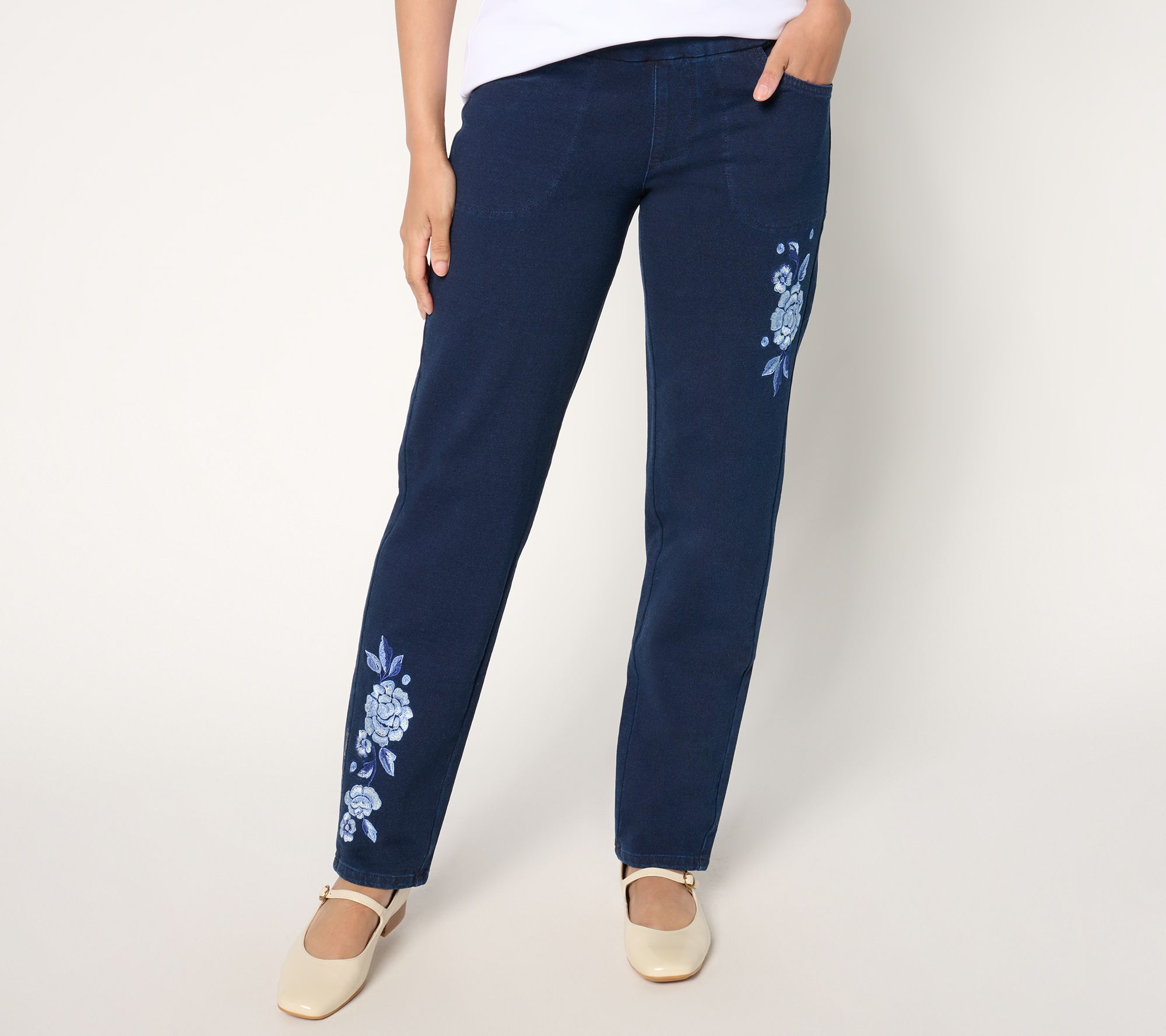"As Is" Quacker Factory DreamJeannes Short Flat Waist Jean