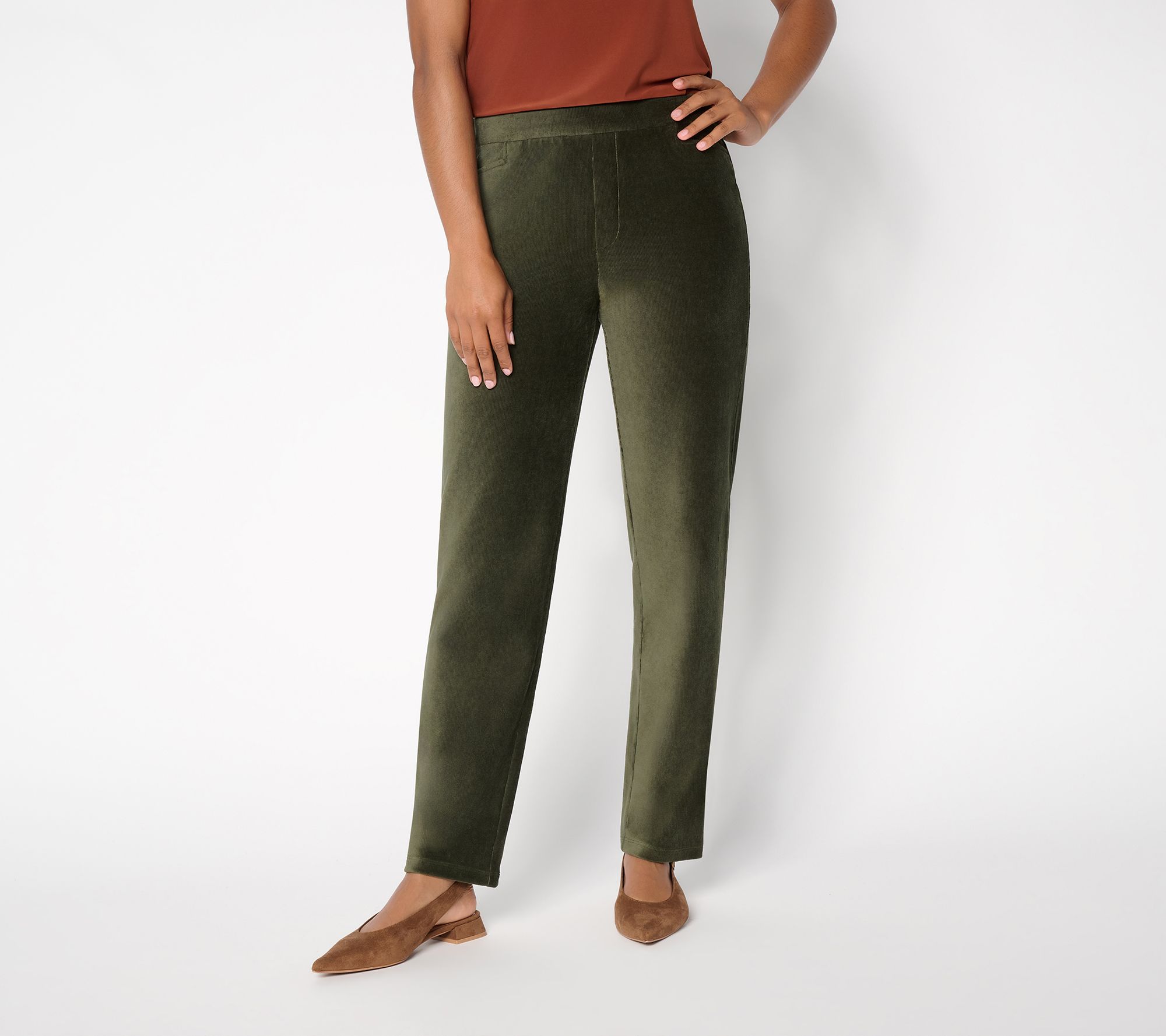 Susan Graver Weekend Regular Knit Corduroy Straight Leg Pant