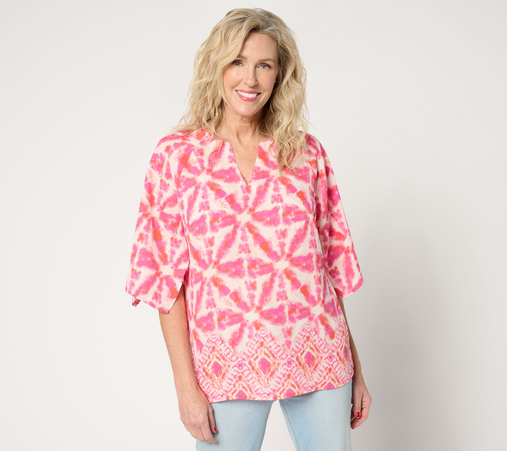 "As Is" Belle by Kim Gravel Kaleidoscope Handkerchief Sleeve Blouse