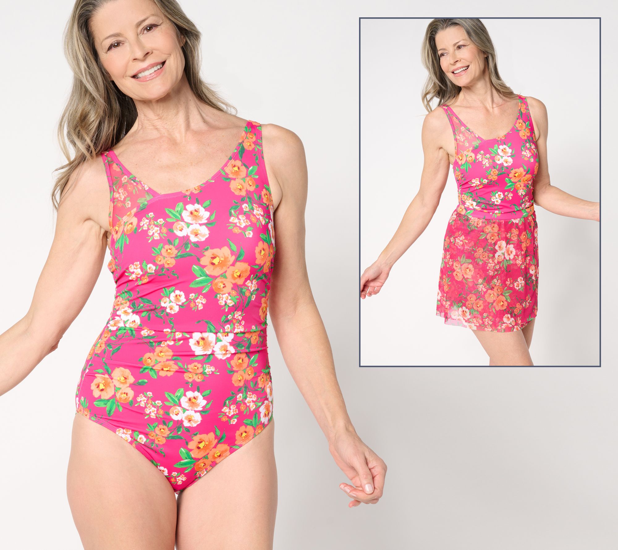 "As Is" Isaac Mizrahi Live! Bridgehampton One Piece Suit & Mesh Skirt