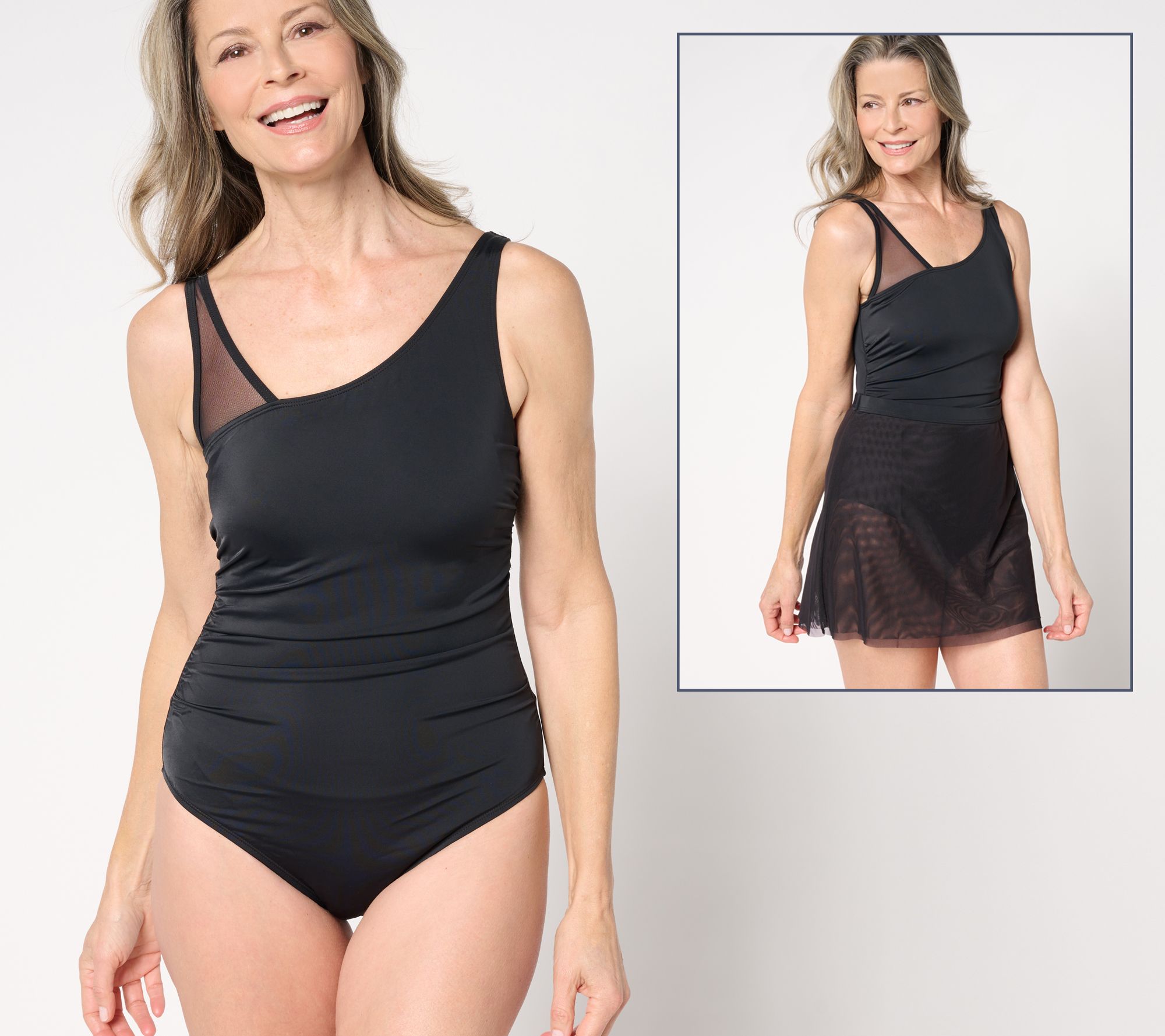 "As Is" Isaac Mizrahi Live! Bridgehampton One Piece Suit & Mesh Skirt