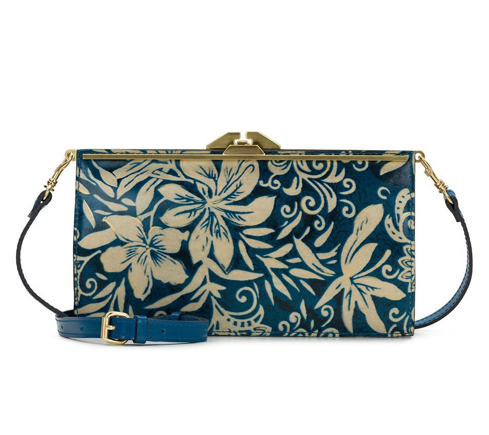 Patricia Nash Iris Frame Leather Crossbody in Greek Floral