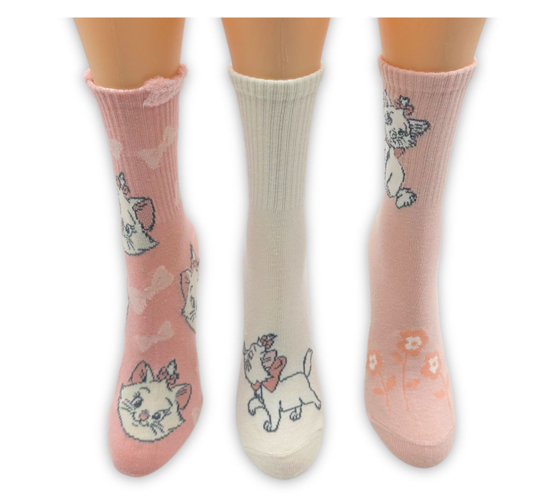 Disney Ladies' Set of 3 Aristocats Ribbed Crew ocks