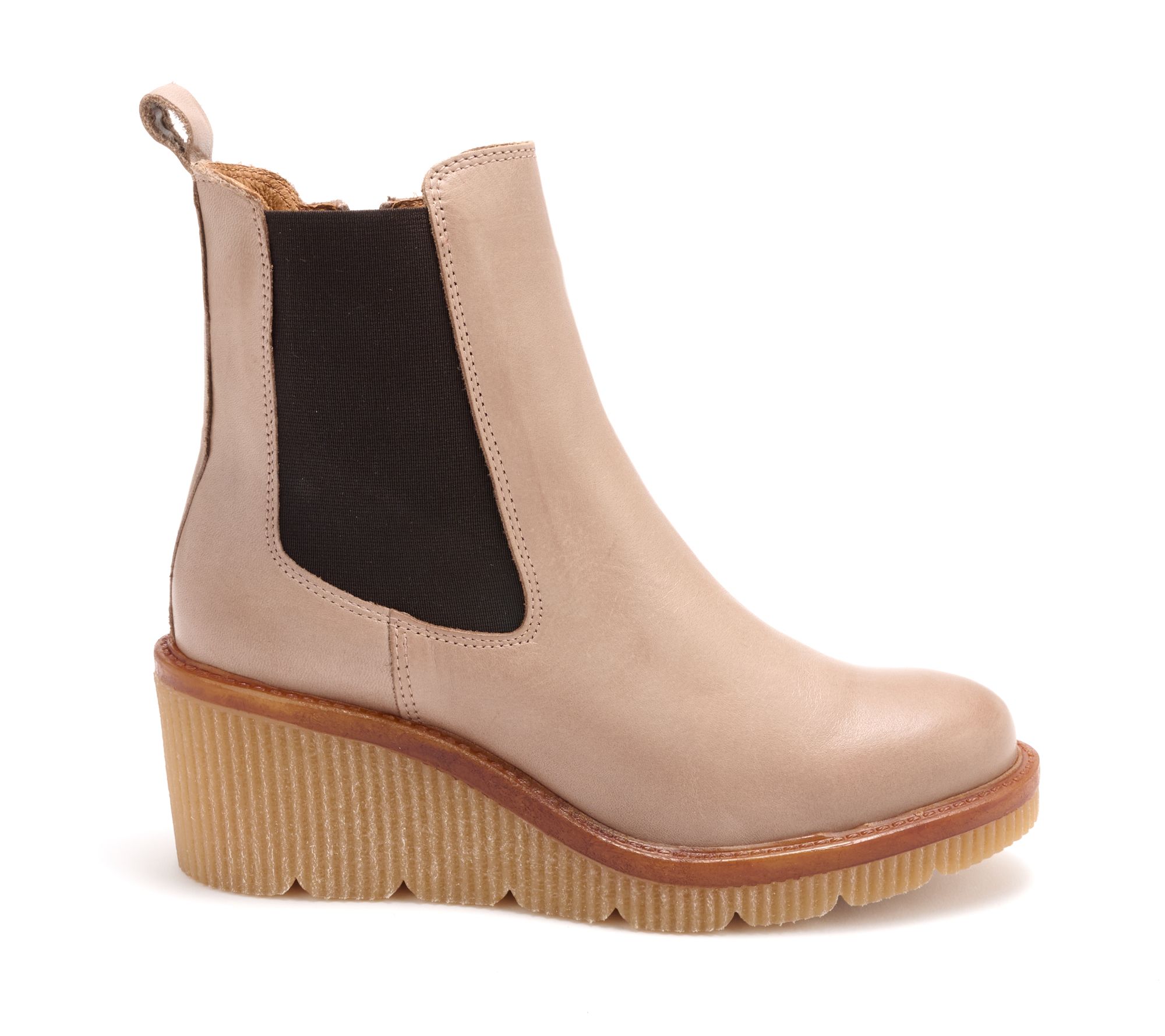 【Binary01】Milky suede shirring wedge boots ◆ Women's Suede Wedge Boots-Dream Pairs