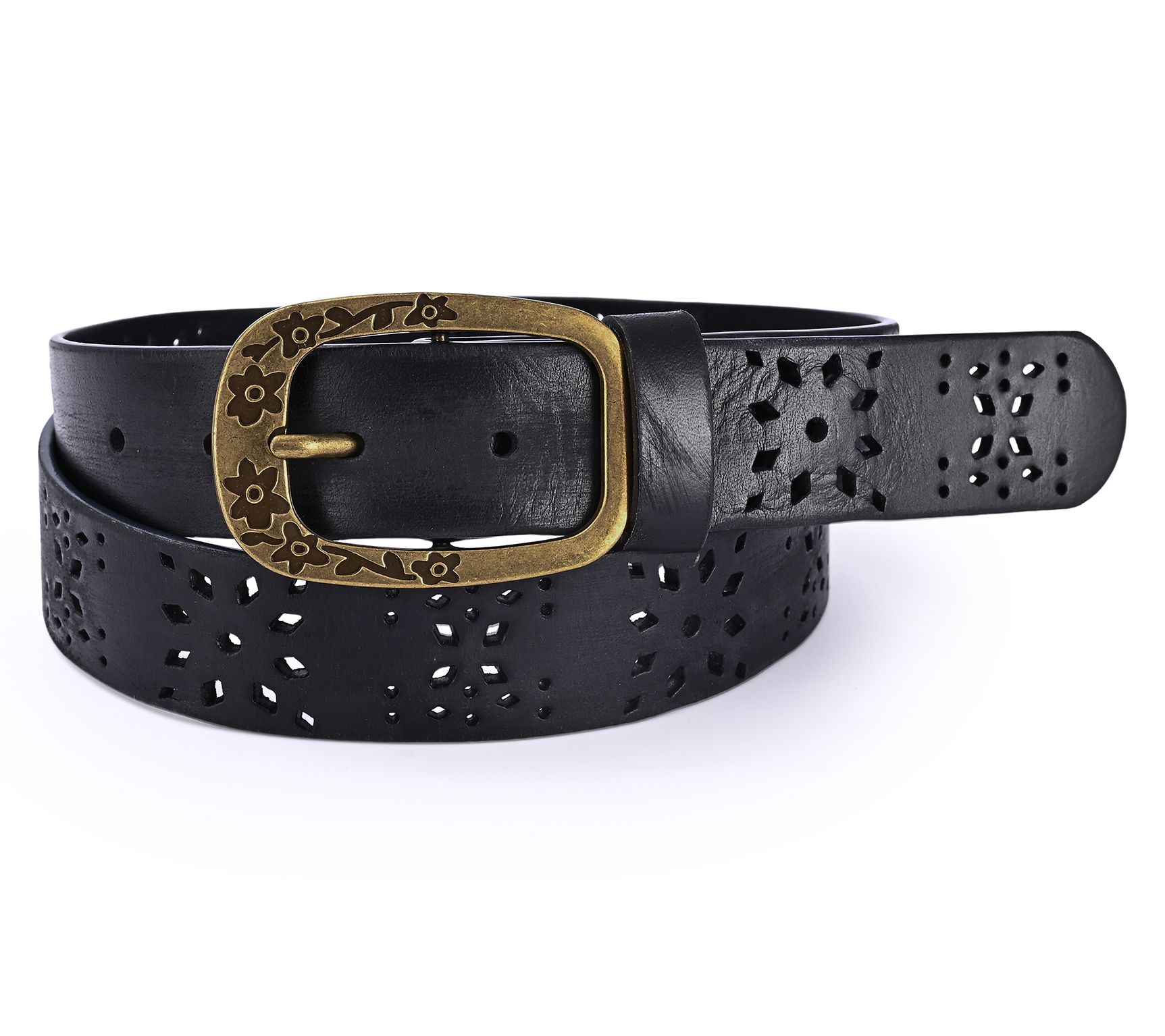 Old Trend Blooming Crocus Leather Belt - QVC.com