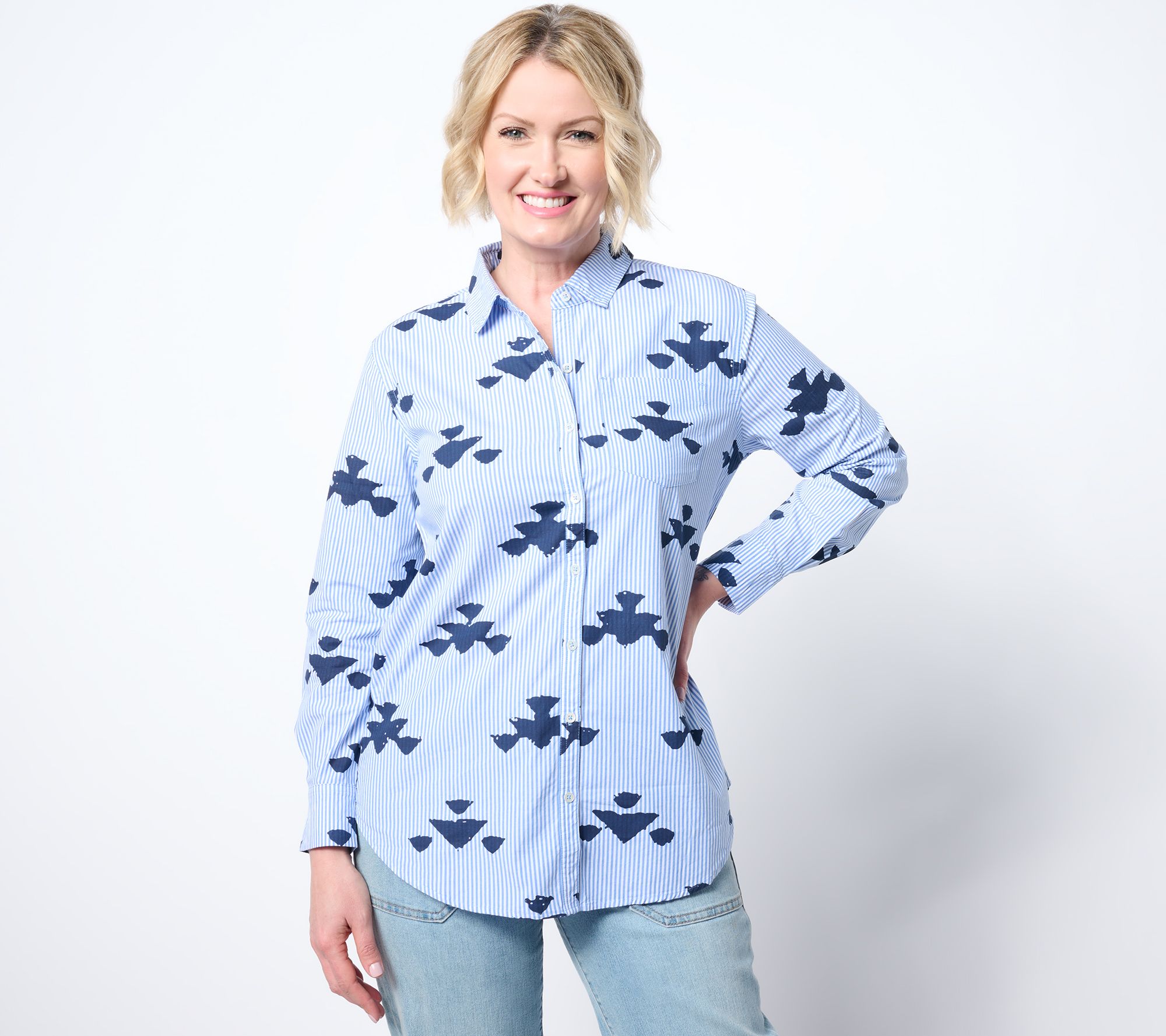 "As Is" NIC+ZOE Stamped Stripe Woven Shirt