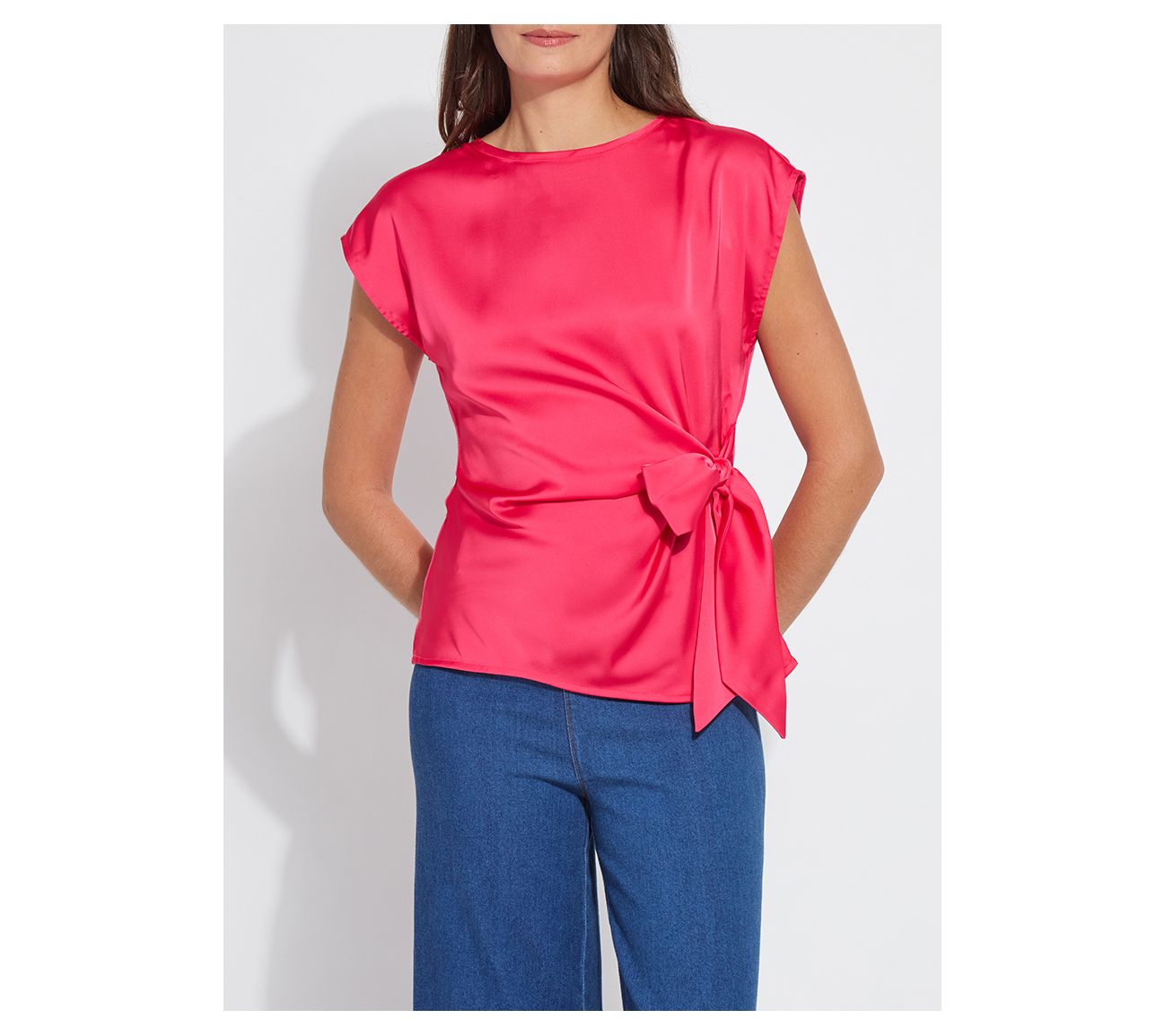 Lysse New York Rosalia Tie Drape Mix Media Top