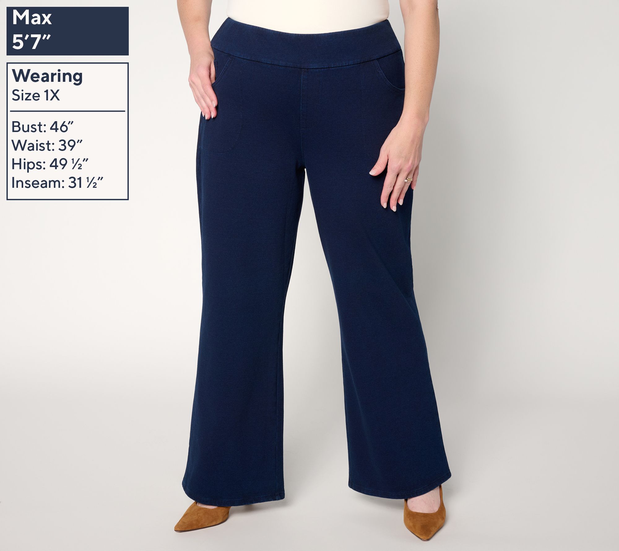 Quacker Factory DreamJeannes Wide Leg Full Length Pants - QVC.com