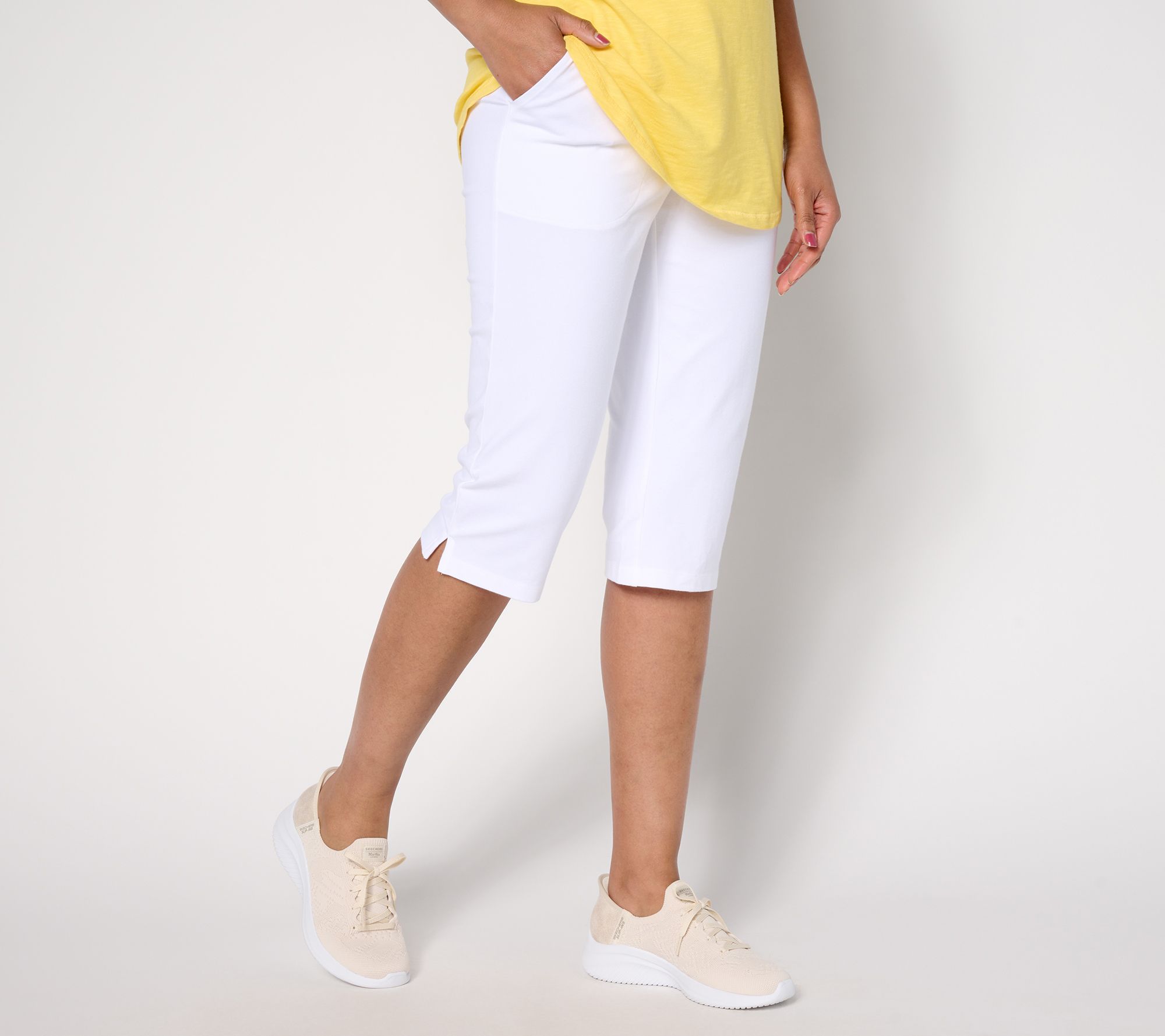 "As Is" Denim & Co. Petite Duo Stretch Skimmer with Pockets