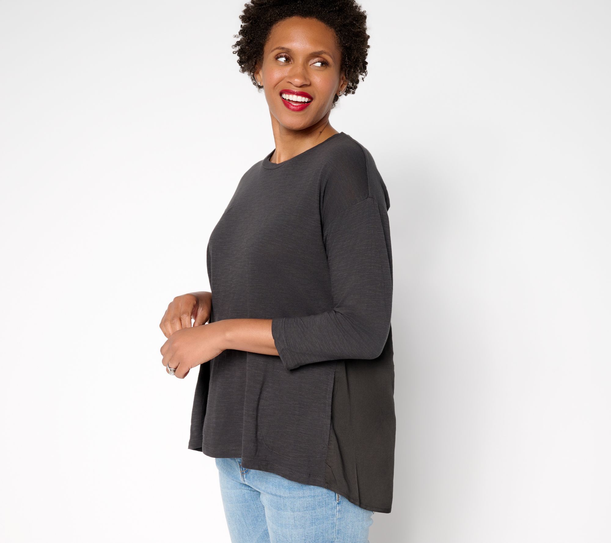 "As Is" LOGO by Lori Goldstein 3/4 Sleeve A-Line Top