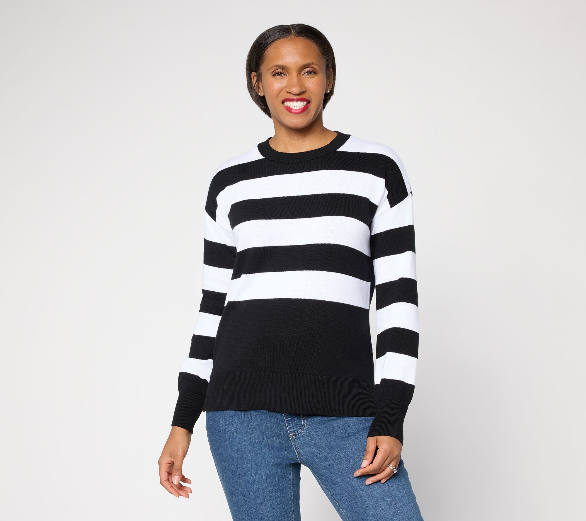 Belle by Kim Gravel Dockside Stripe Crewneck Sweater