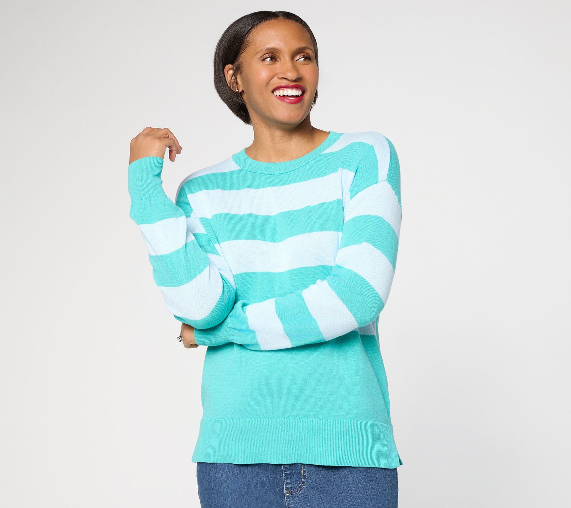 Belle by Kim Gravel Dockside Stripe Crewneck Sweater