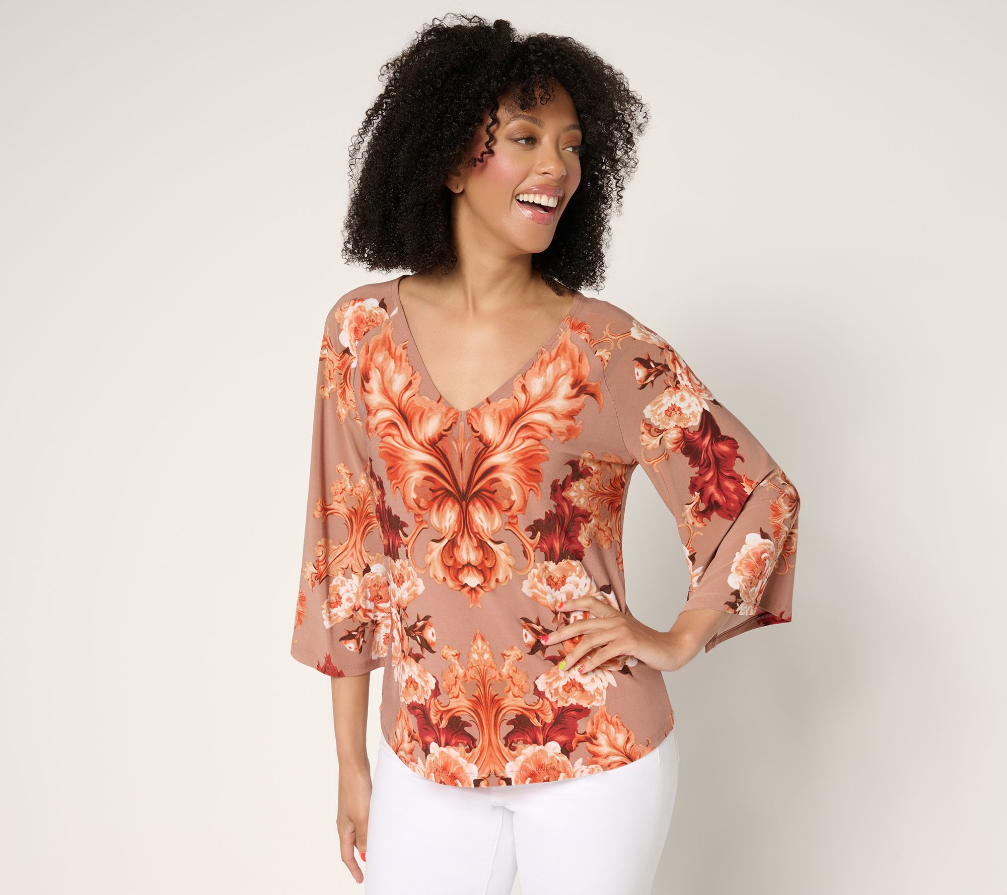 "As Is" Attitudes by Renee Como Jersey Printed Blouse