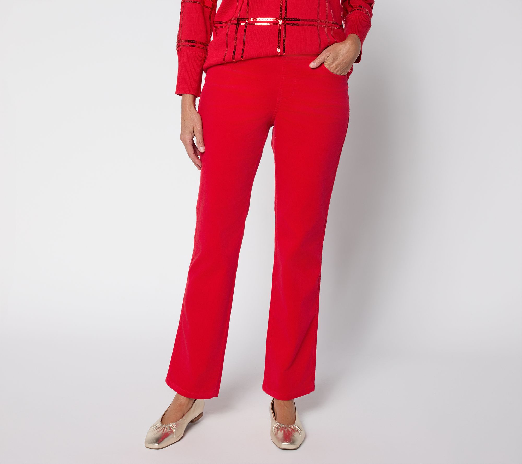 Belle by Kim Gravel TripleLuxe Corduroy Straight Pant - QVC.com