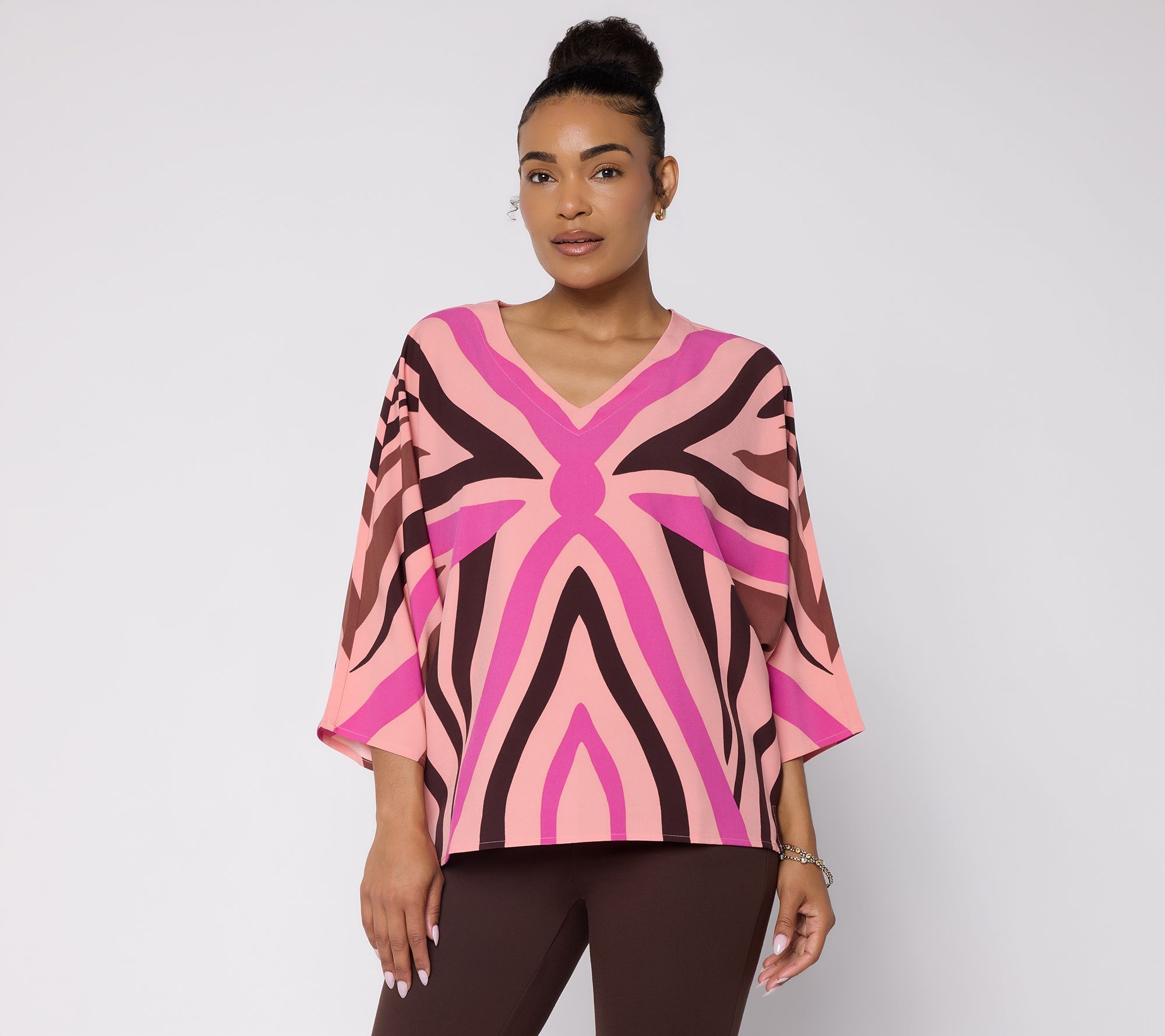 Belle by Kim Gravel Touch of Tribal V-Neck Blouse