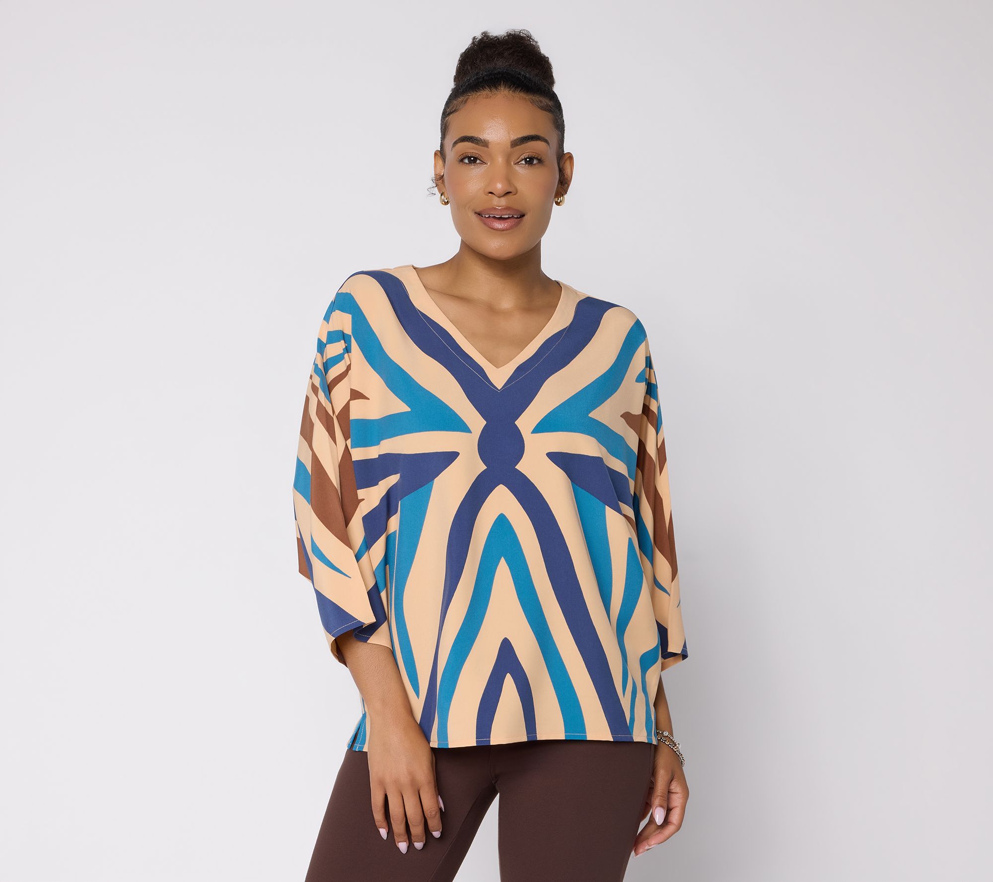 Belle by Kim Gravel Touch of Tribal V-Neck Blouse