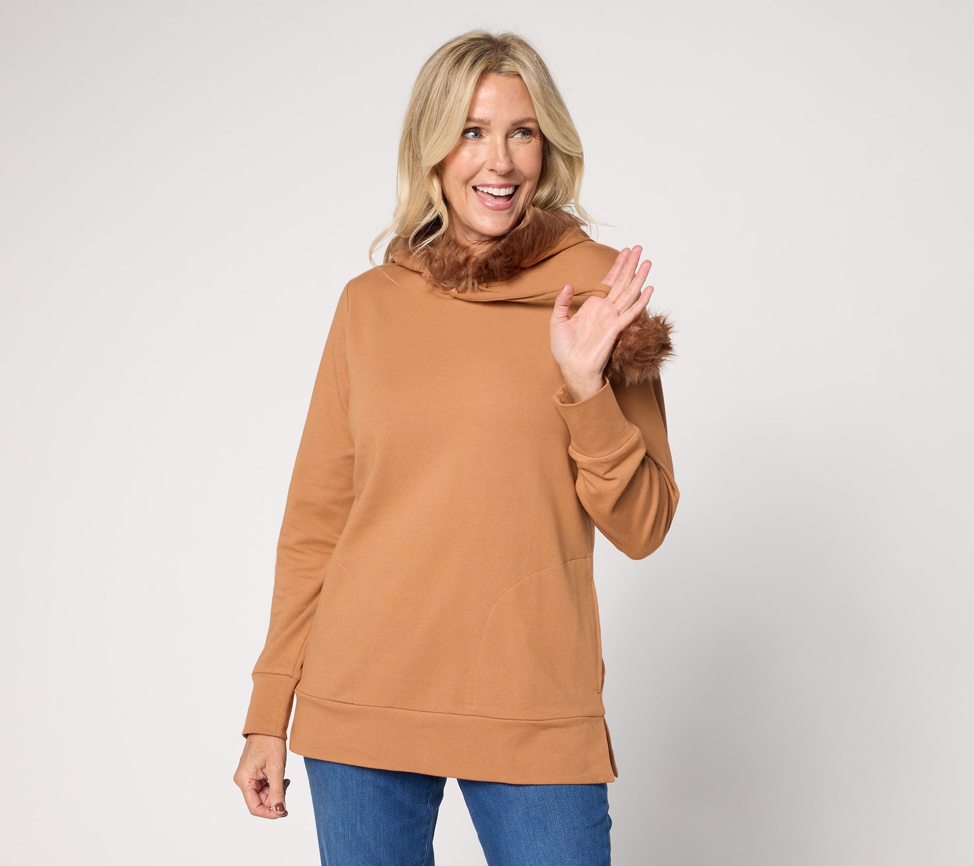 "As Is" Belle by Kim Gravel Faux Fur Trimmed Hoodie