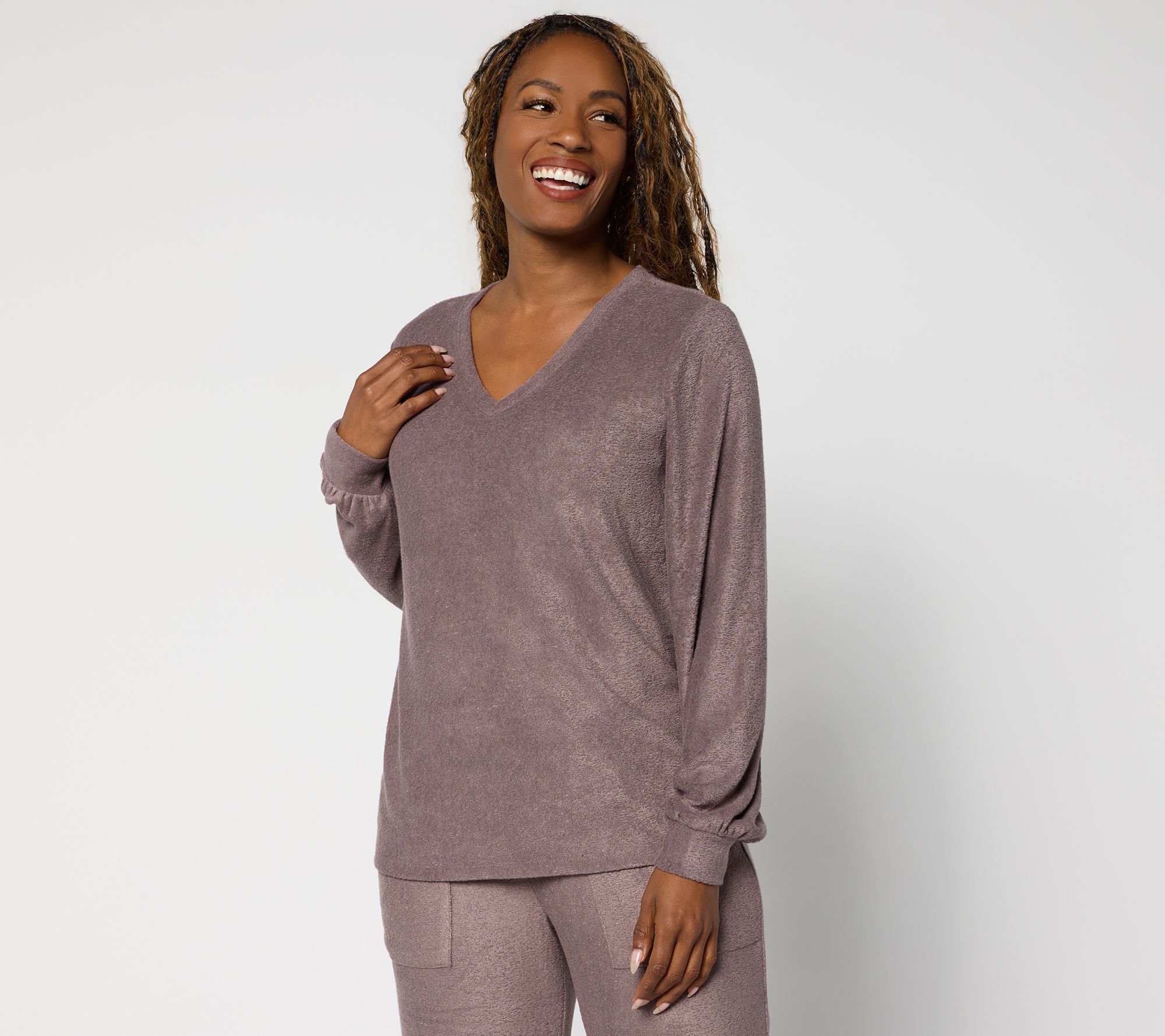 "As Is" Modern Soul Comfort Soul Knit Fleece Top with Support System