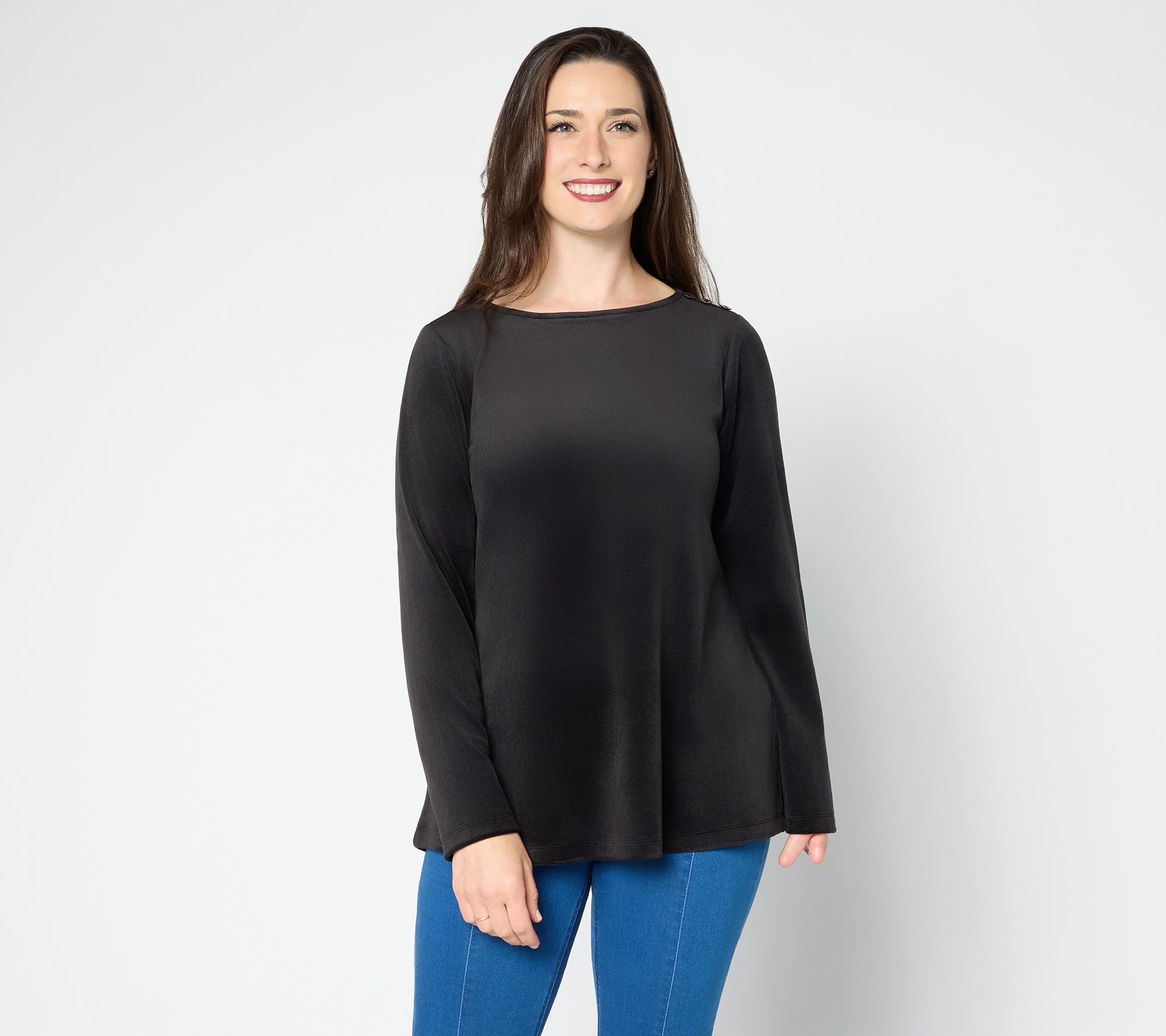 "As Is" Susan Graver Plush Knit Bateau Neck Top