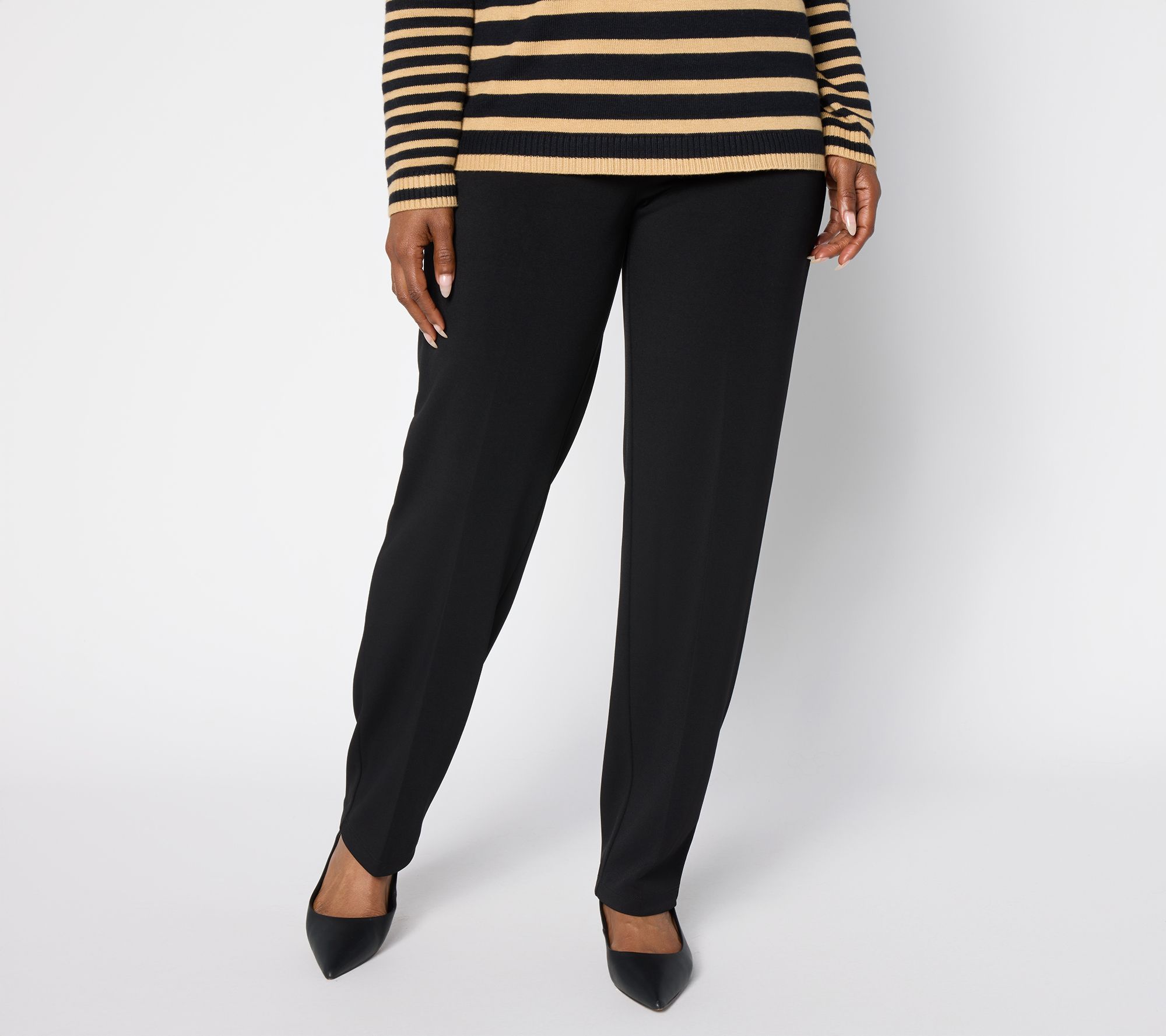 "As Is" Susan Graver Petite Milano Knit Straight Leg Pull On Pants