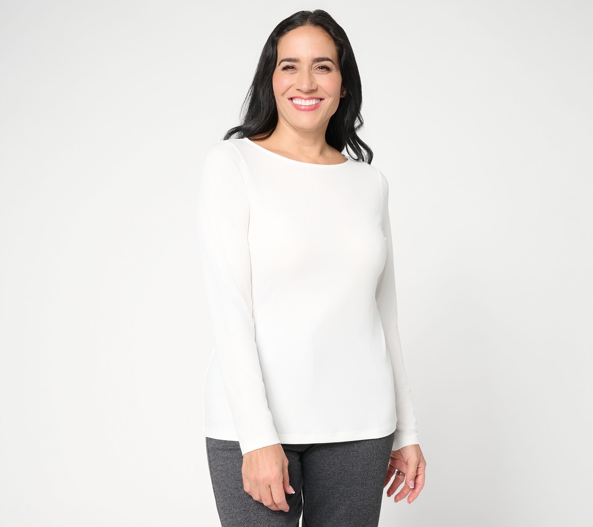 "As Is" Susan Graver Essentials Liquid Knit Bateau Neck Top