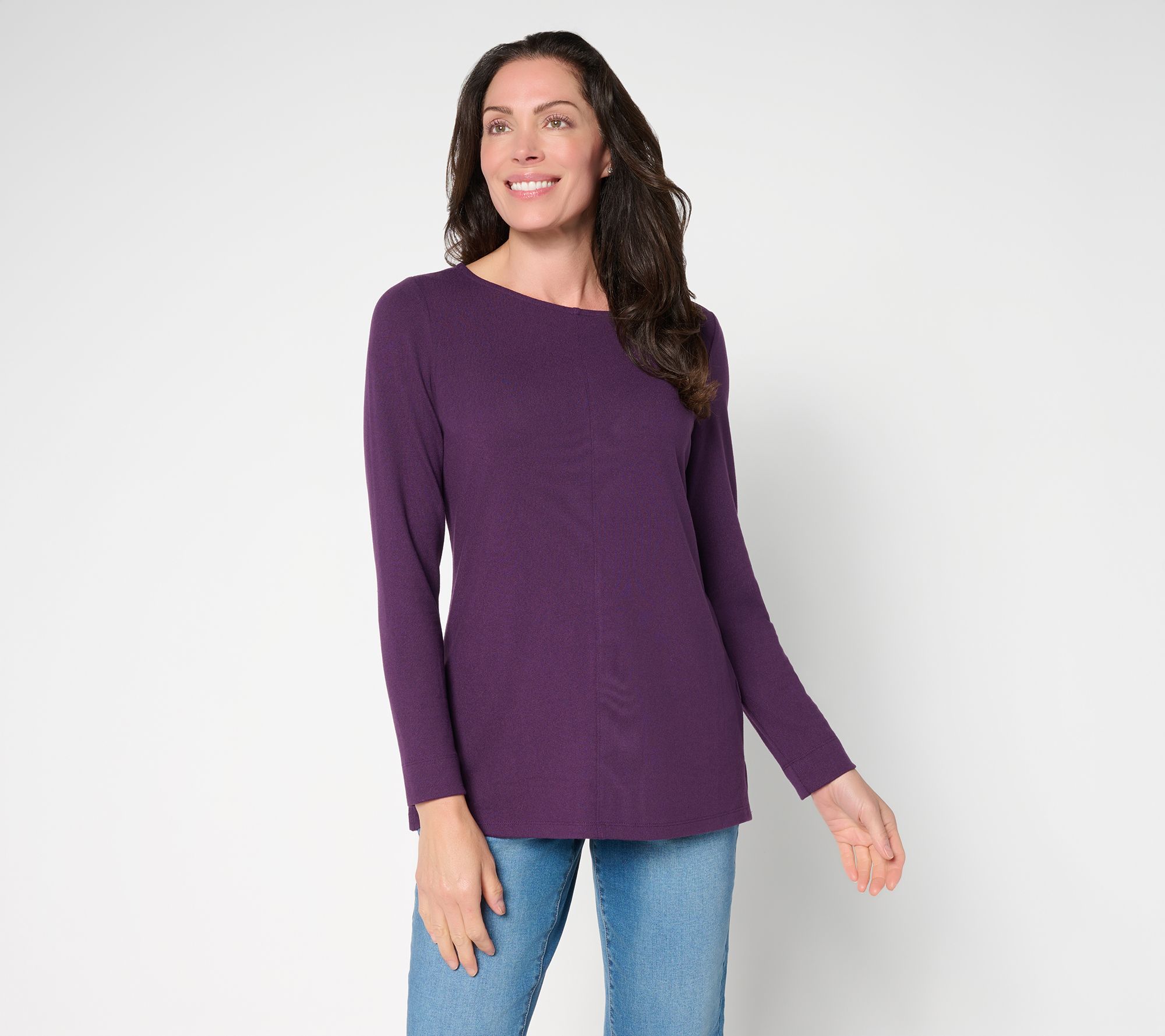 "As Is" Denim & Co. Essentials Reg Heavenly Jersey Boat Neck Tunic