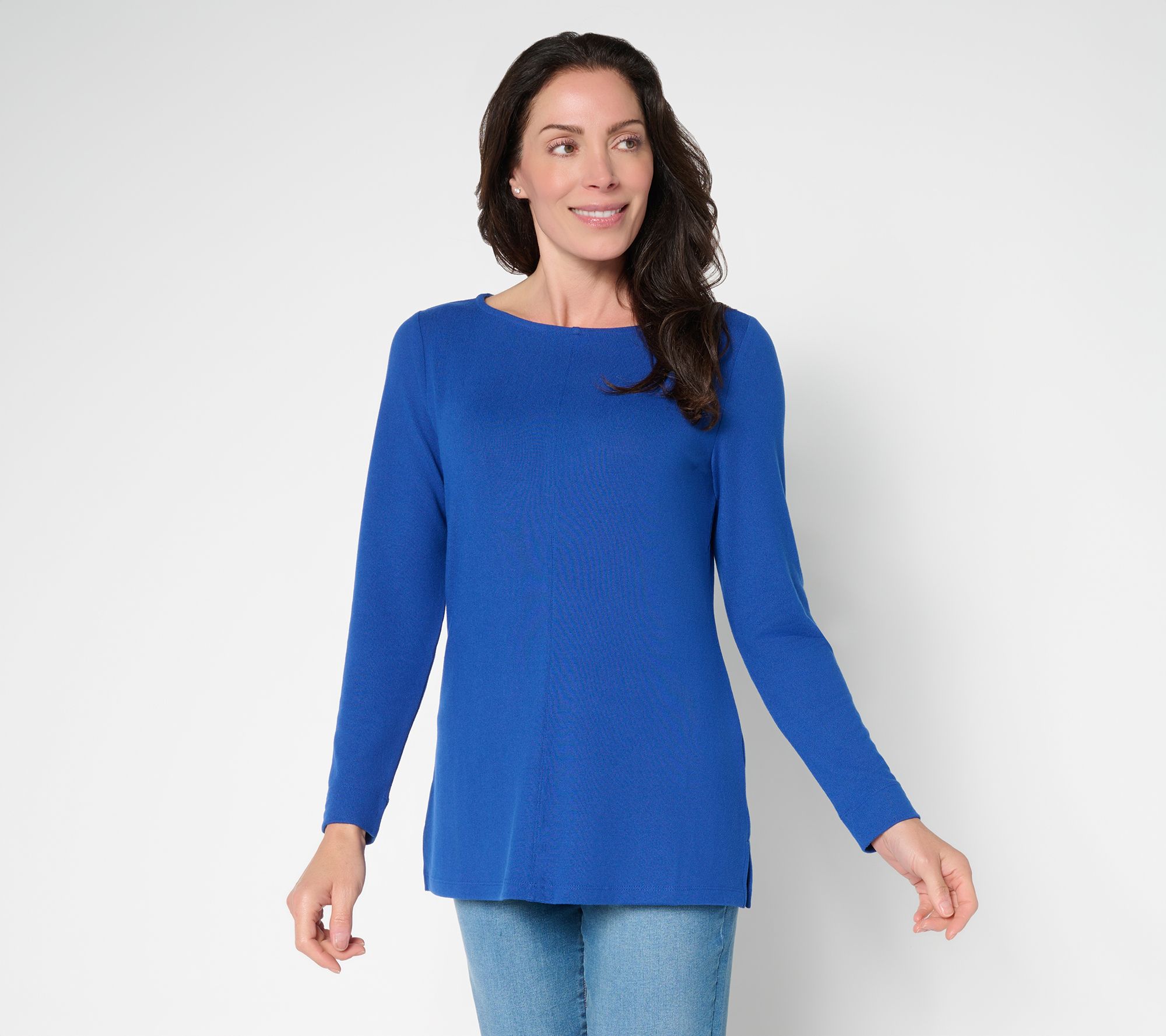 "As Is" Denim & Co. Essentials Reg Heavenly Jersey Boat Neck Tunic