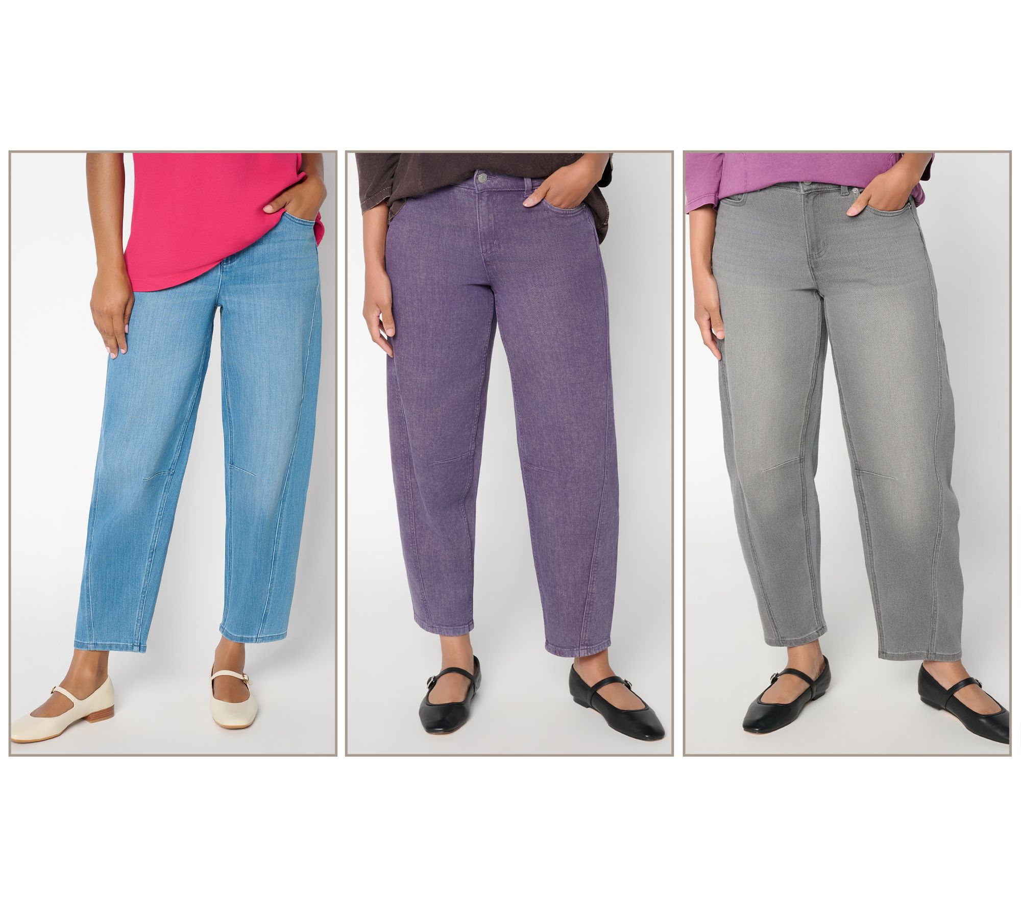 LOGO by Lori Goldstein 5 Pocket Barrel Leg Ankle Jean