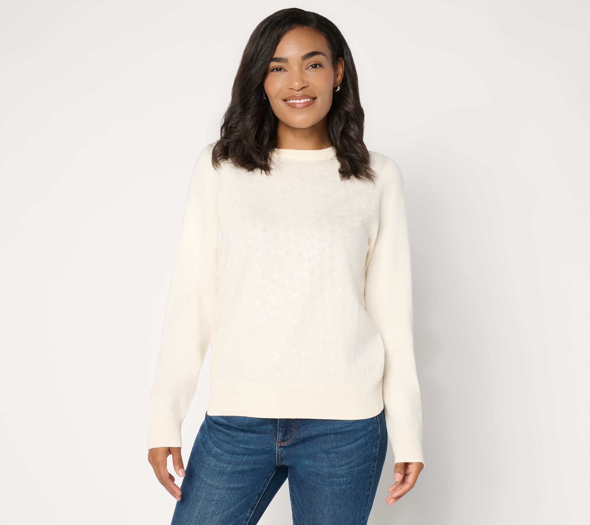nicole by Nicole Miller Embellished Long Sleeve Sweater