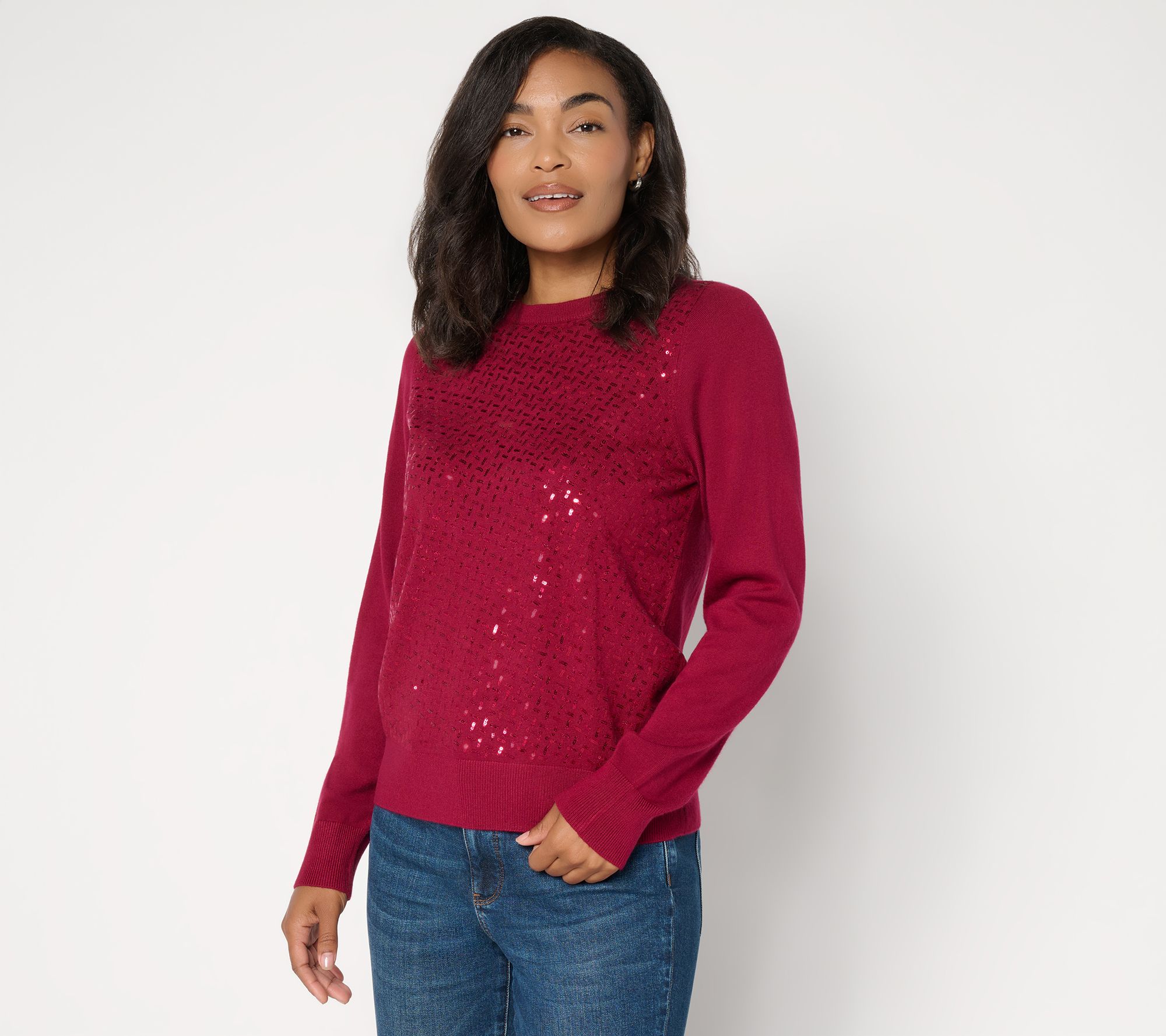 nicole by Nicole Miller Embellished Long Sleeve Sweater