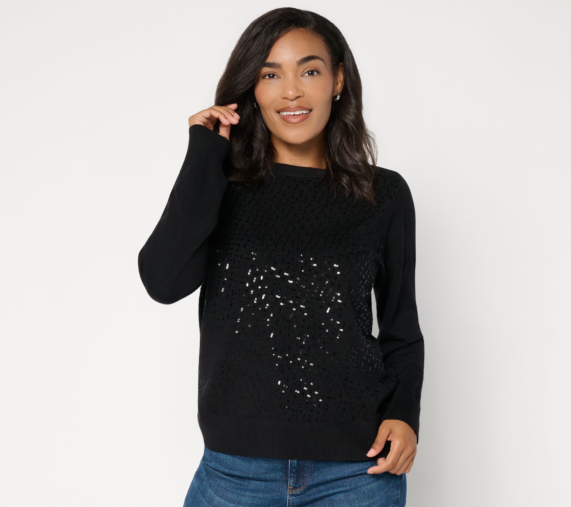nicole by Nicole Miller Embellished Long Sleeve Sweater